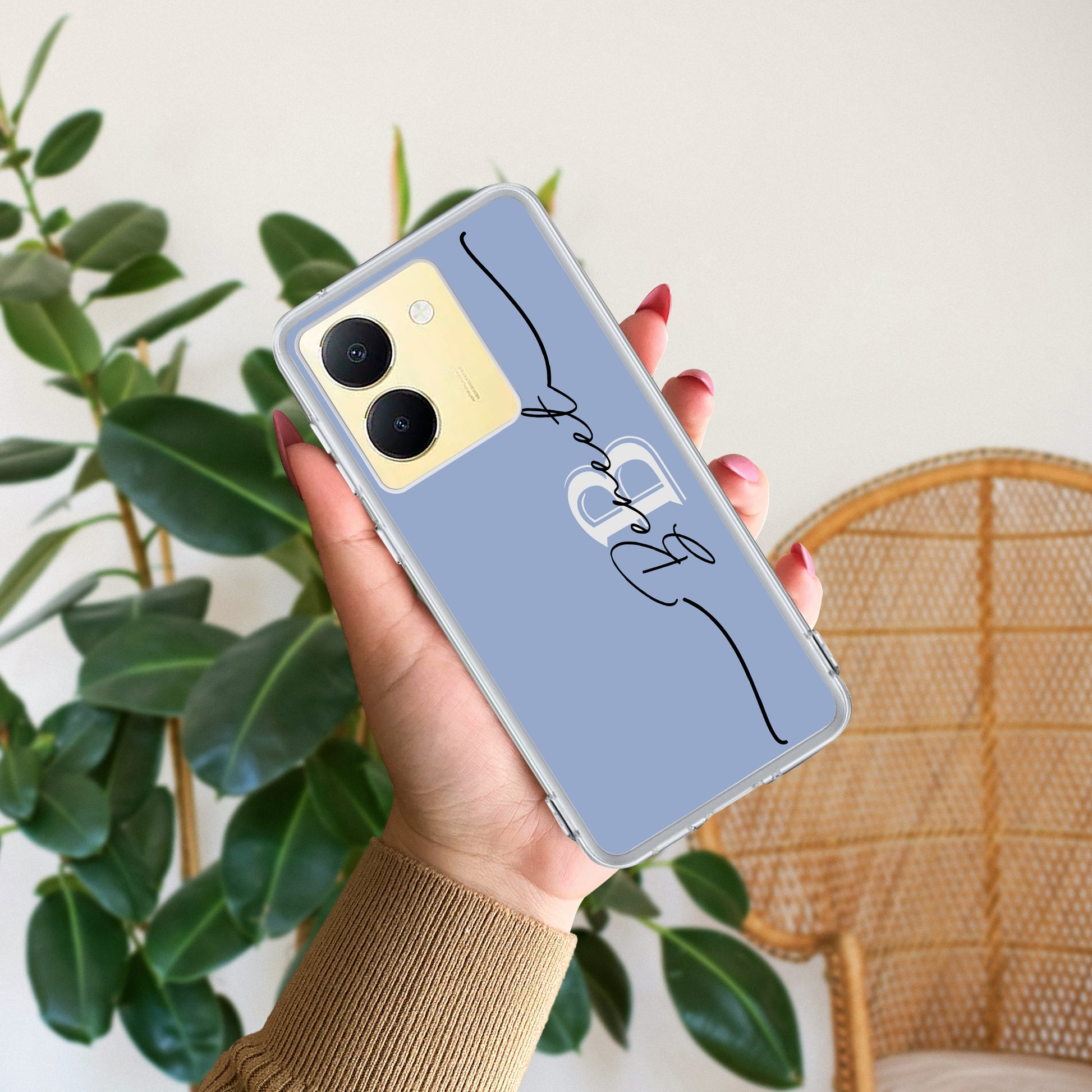 Personalized Initials Azure Silicon Case For Vivo ShopOnCliQ