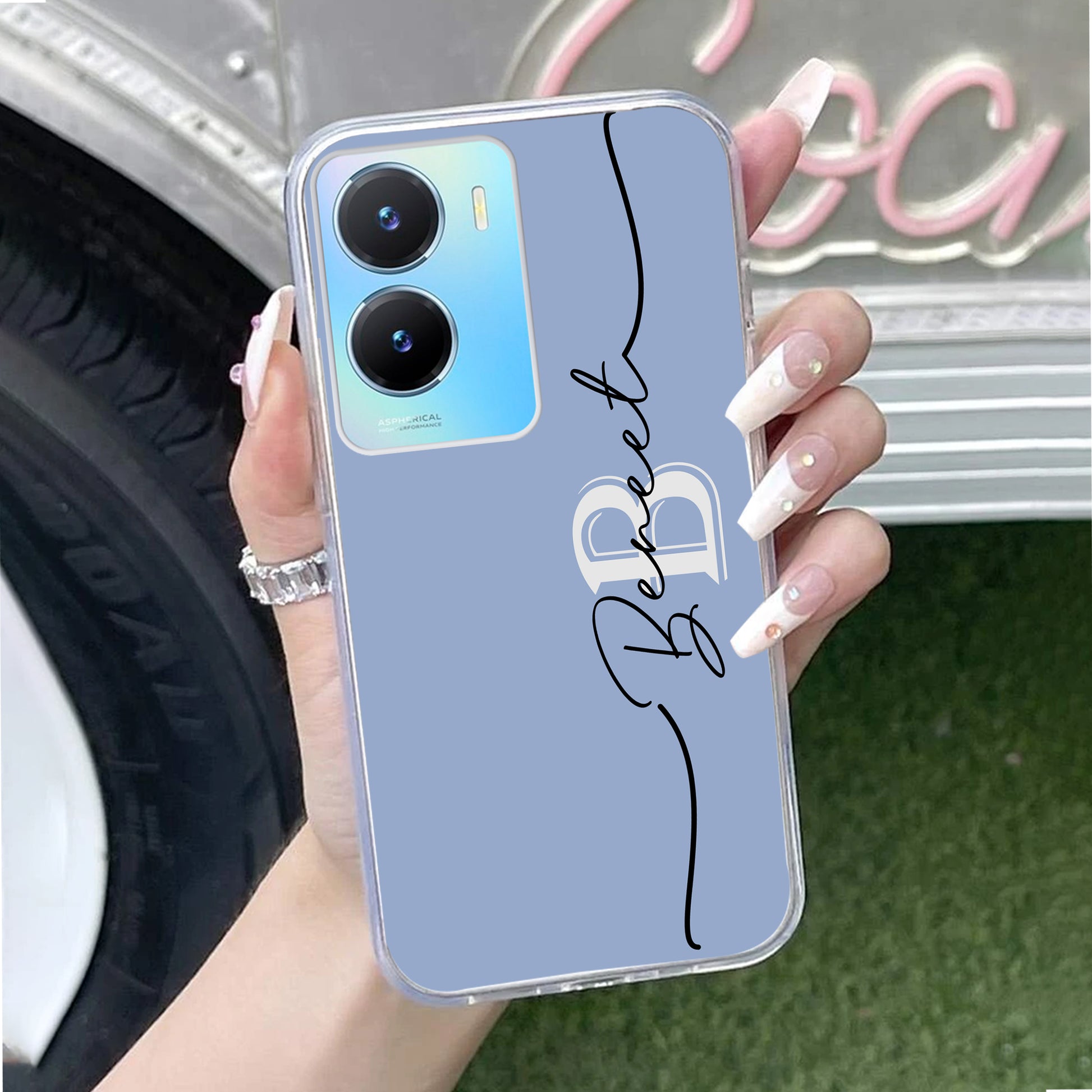 Personalized Initials Azure Silicon Case For Vivo ShopOnCliQ