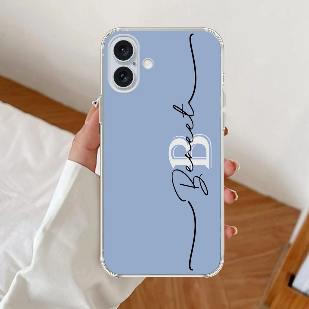 Personalized Initials Azure Silicon Case For iPhone 16
