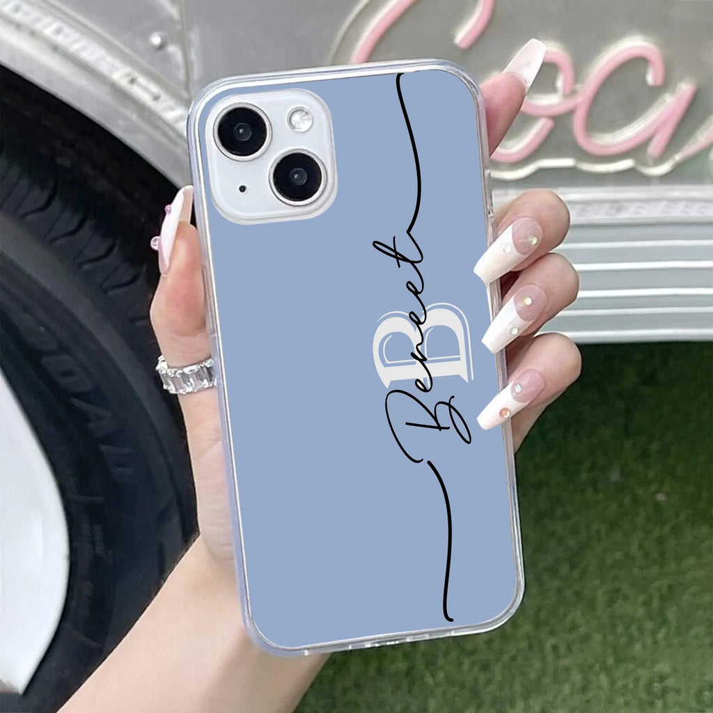 Personalized Initials Azure Silicon Case For iPhone 14
