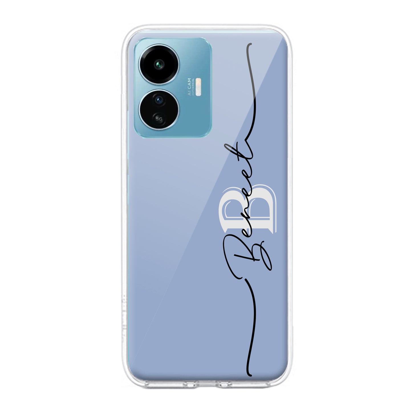 Personalized Initials Azure Silicon Case For iQOO ShopOnCliQ