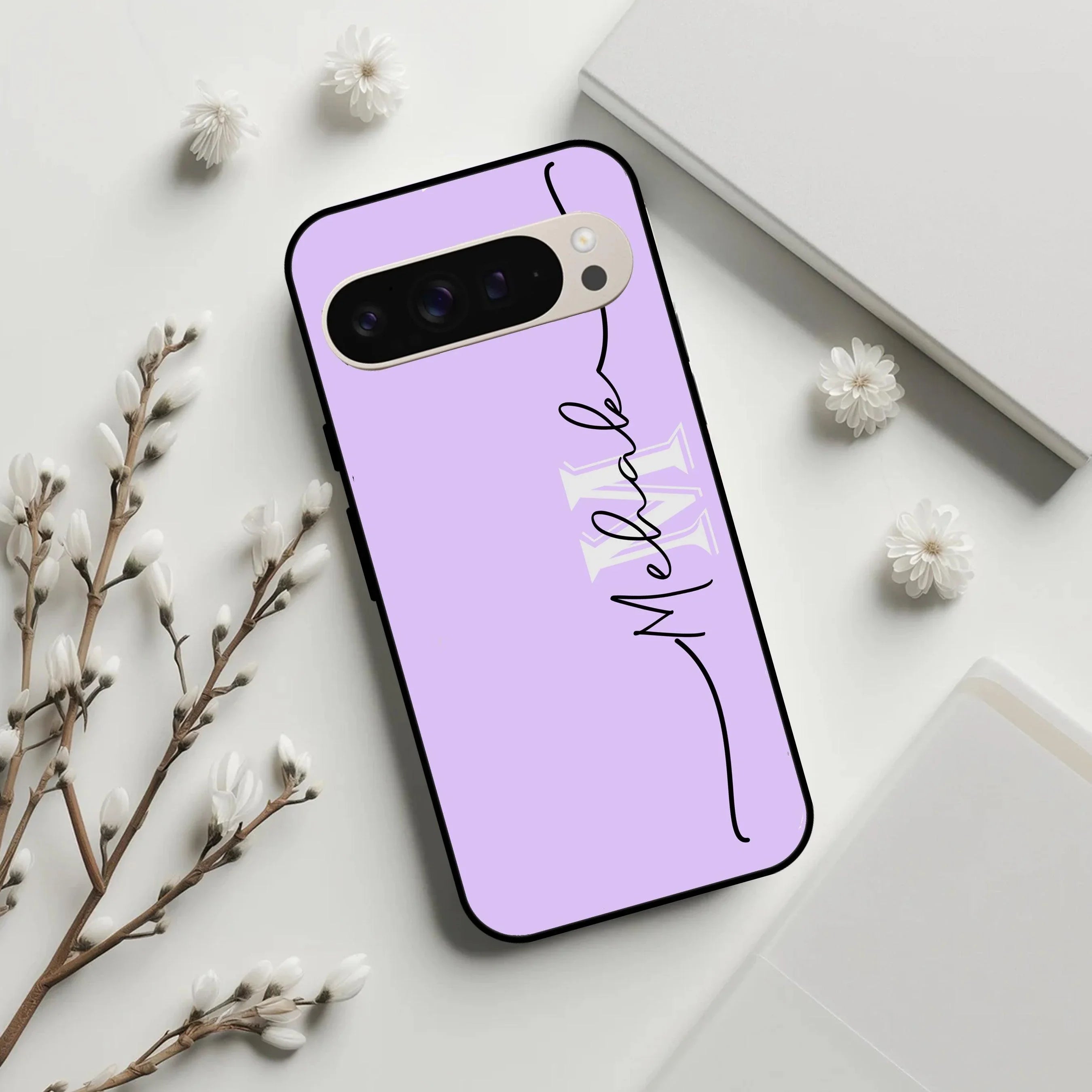 Personalized Initials Lavender Glossy Metal Case Cover For Google - ShopOnCliQ