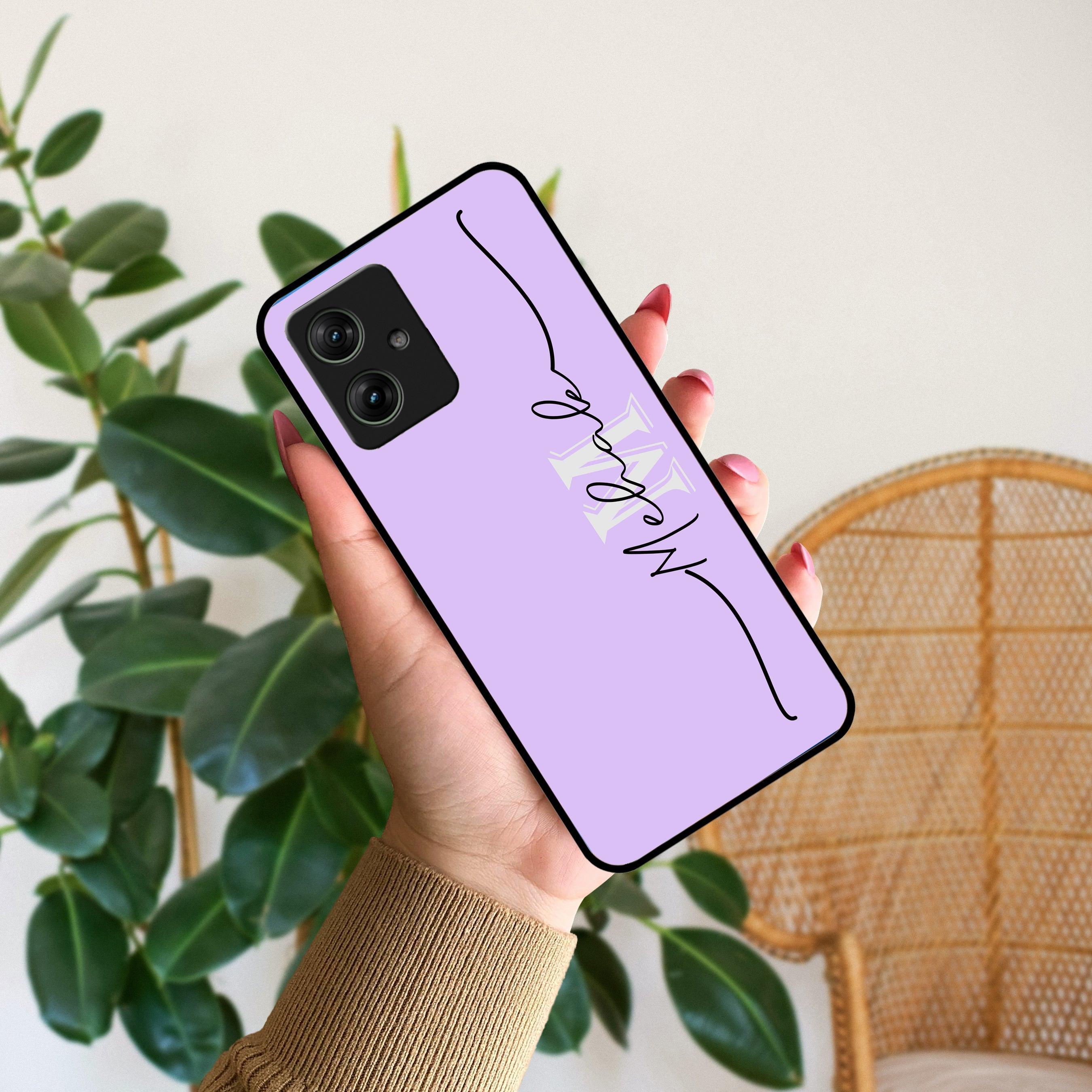 Personalized Initials Lavender Glossy Metal Case Cover For Motorola - ShopOnCliQ