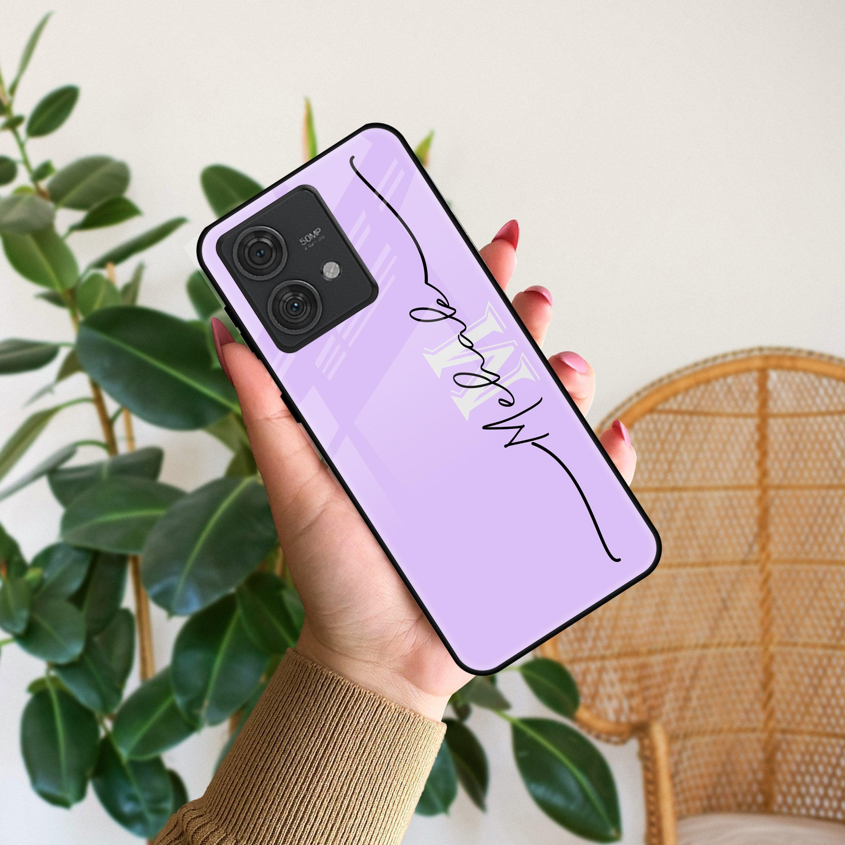 Personalized Initials Lavender Glossy Metal Case Cover For Motorola - ShopOnCliQ
