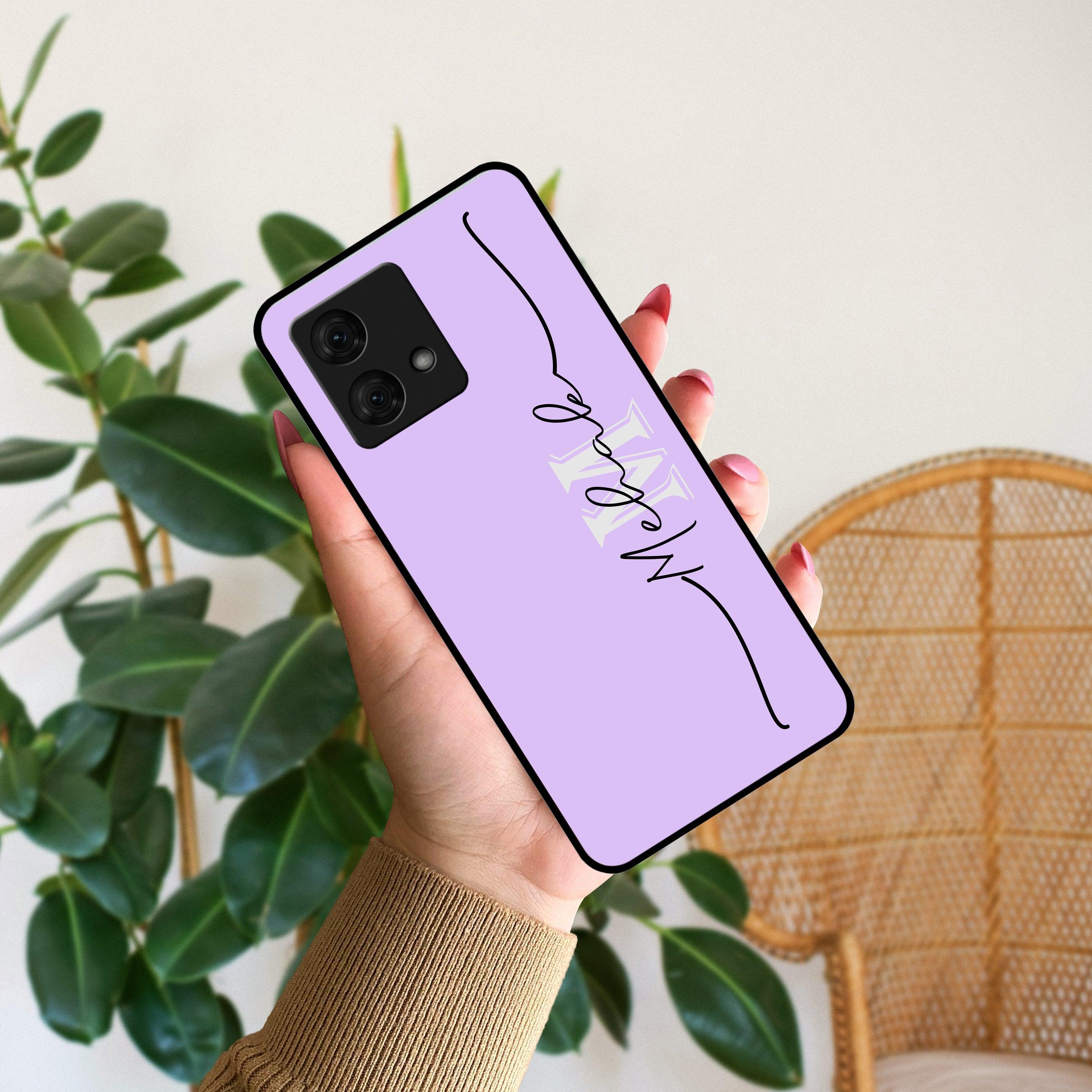Personalized Initials Lavender Glossy Metal Case Cover For Motorola - ShopOnCliQ