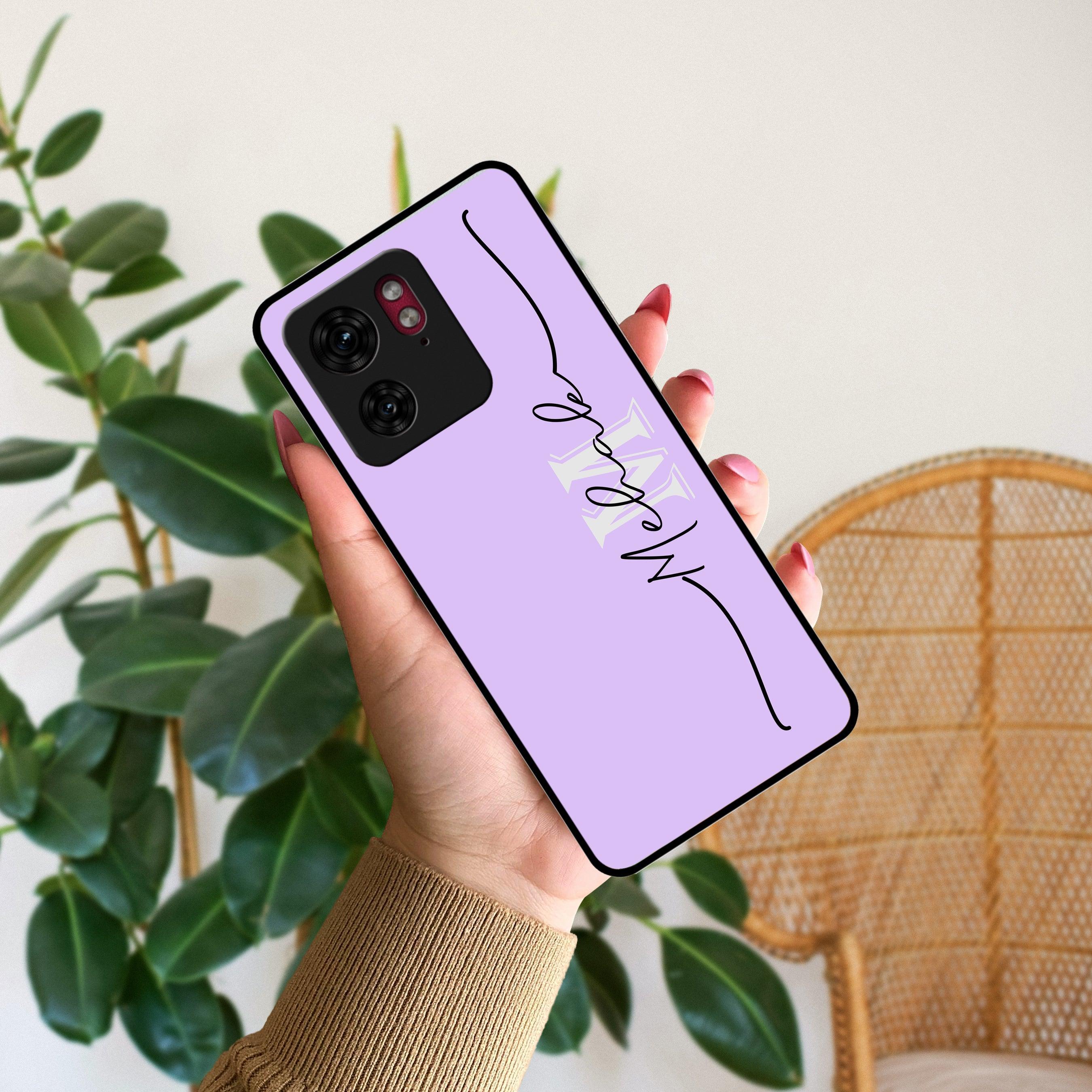 Personalized Initials Lavender Glossy Metal Case Cover For Motorola - ShopOnCliQ