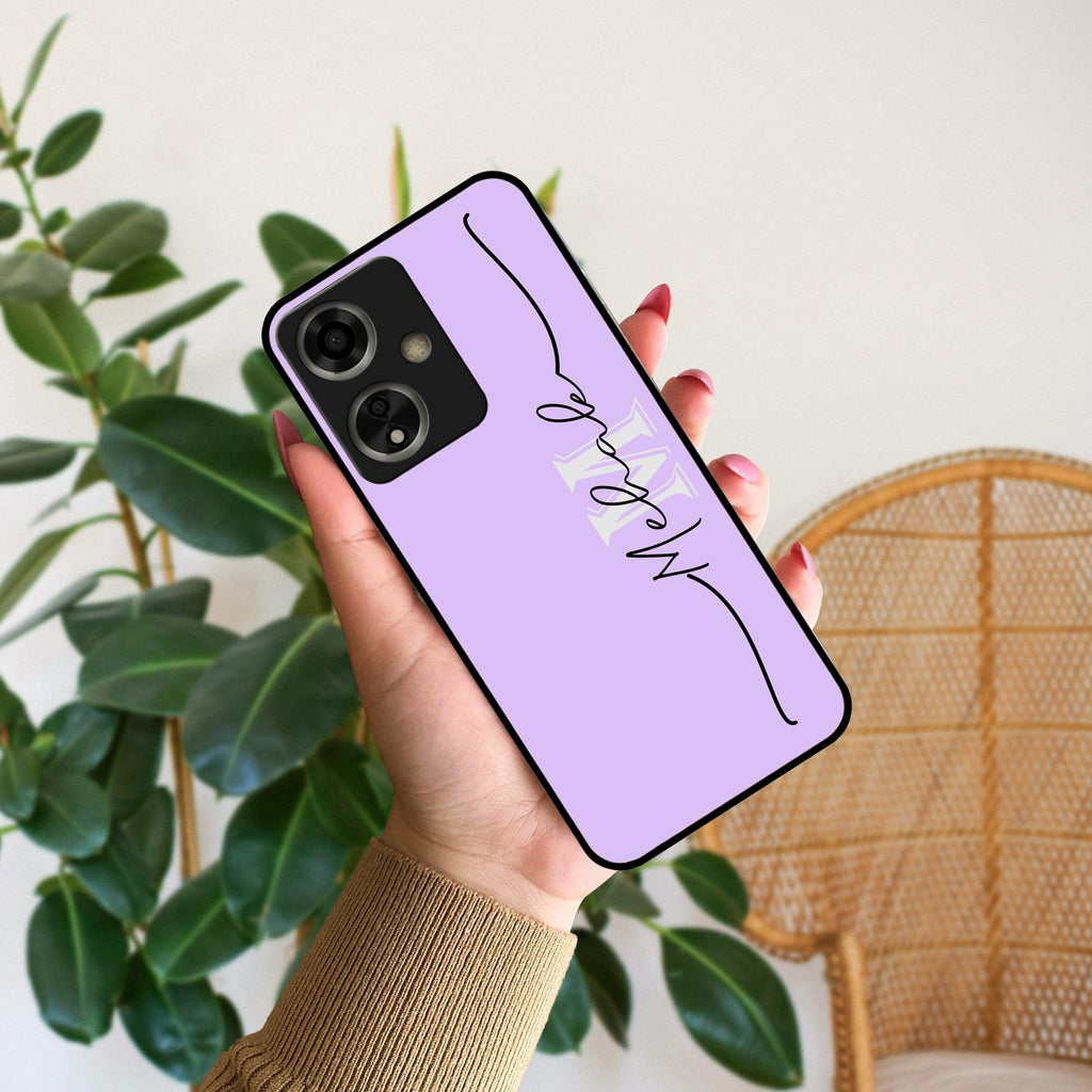 Personalized Initials Lavender Glossy Metal Case Cover For Oppo - ShopOnCliQ