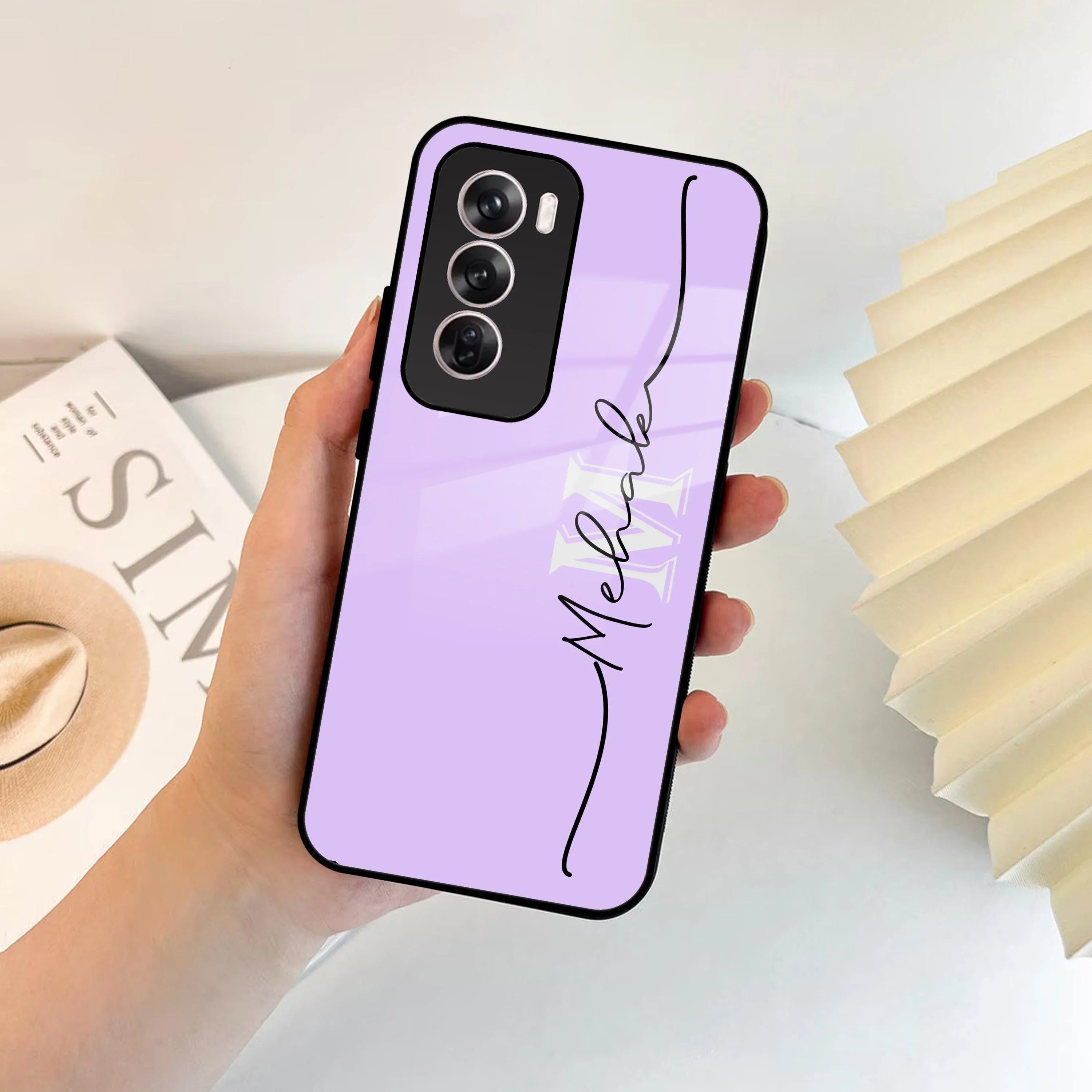 Personalized Initials Lavender Glossy Metal Case Cover For Oppo - ShopOnCliQ