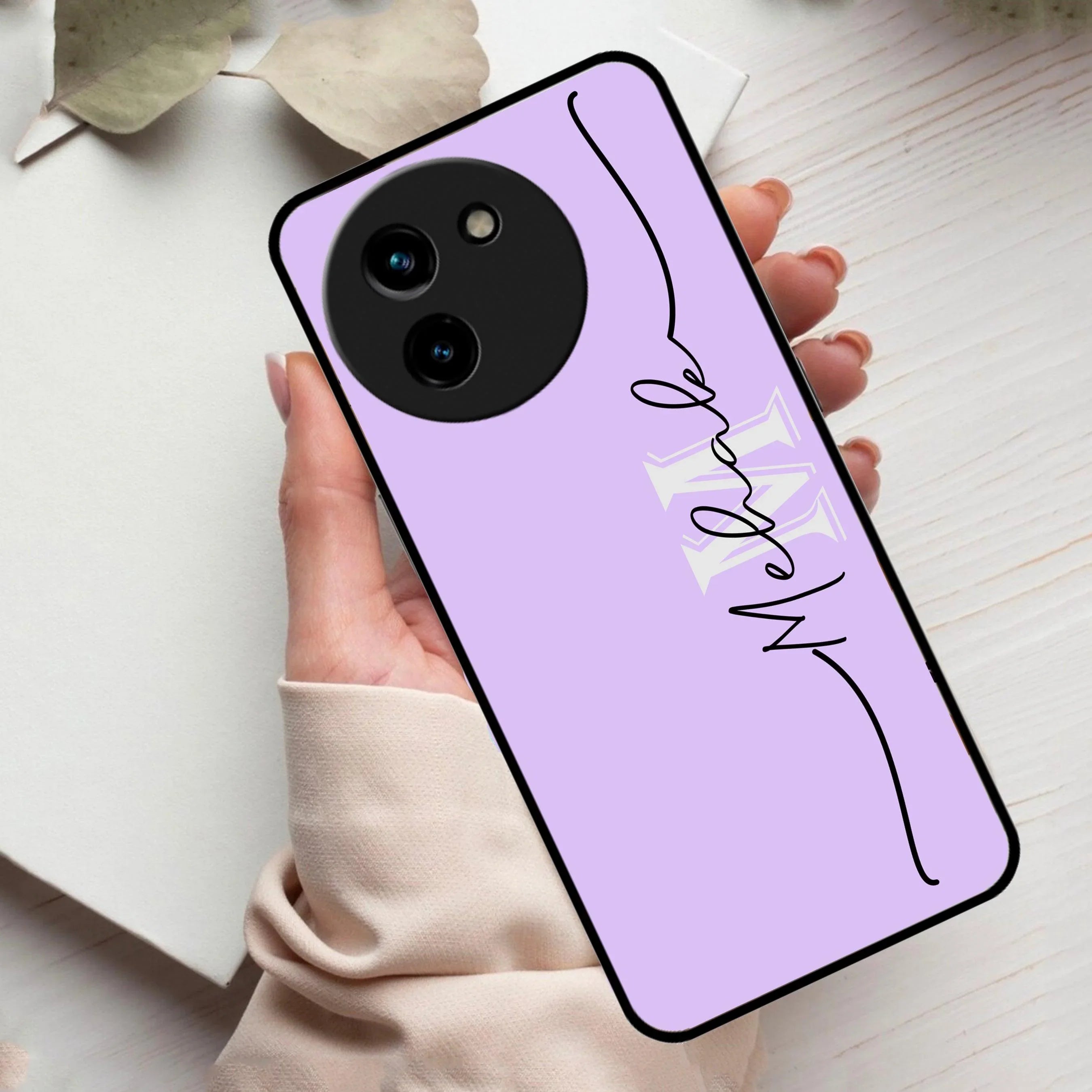 Personalized Initials Lavender Glossy Metal Case Cover For Vivo - ShopOnCliQ