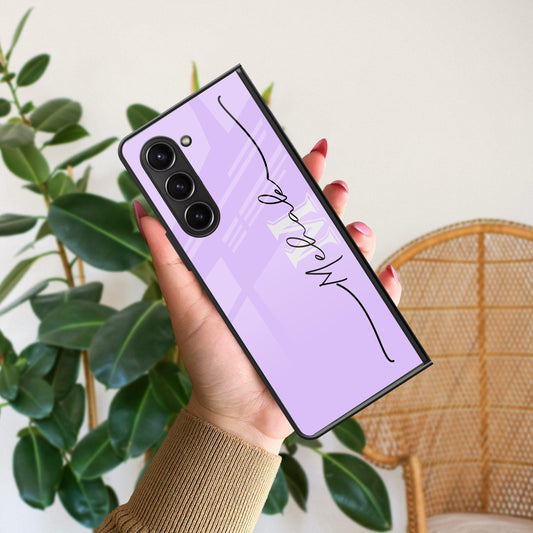 Personalized Initials Lavender Glossy Metal Case Cover Samsung