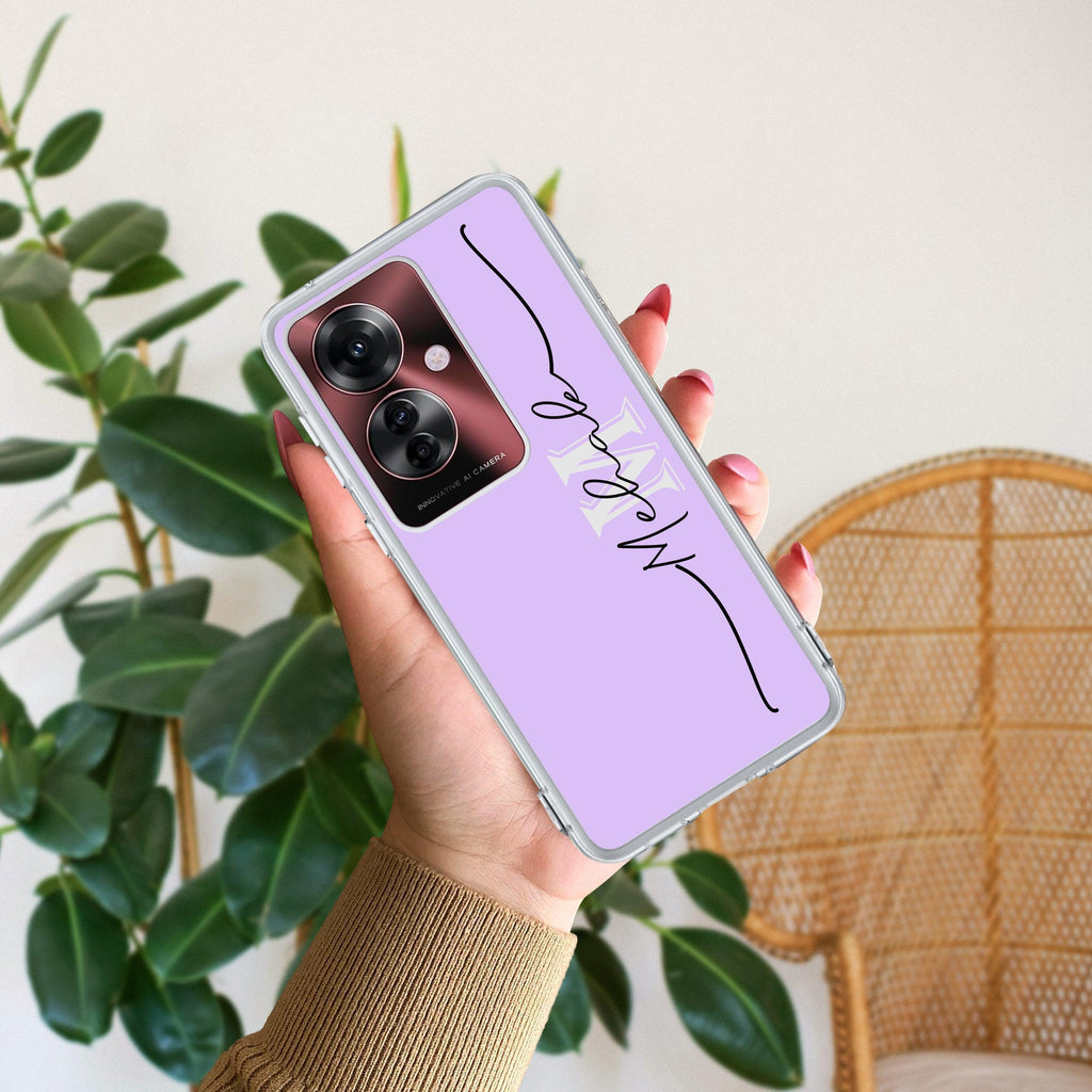Personalized Initials Lavender Anti Yellow Case For Oppo F25 Pro 5G