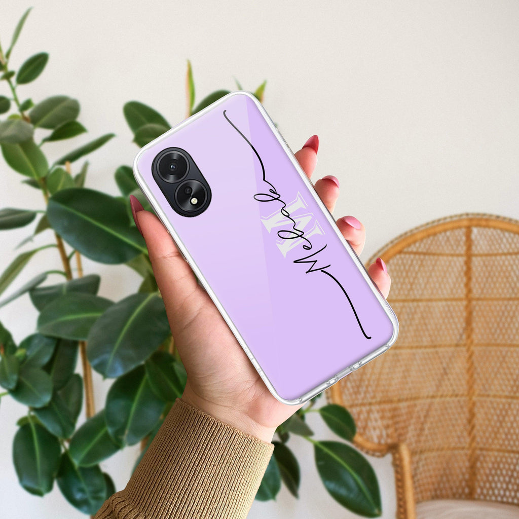 Personalized Initials Lavender Anti Yellow Case For Oppo A18 4G