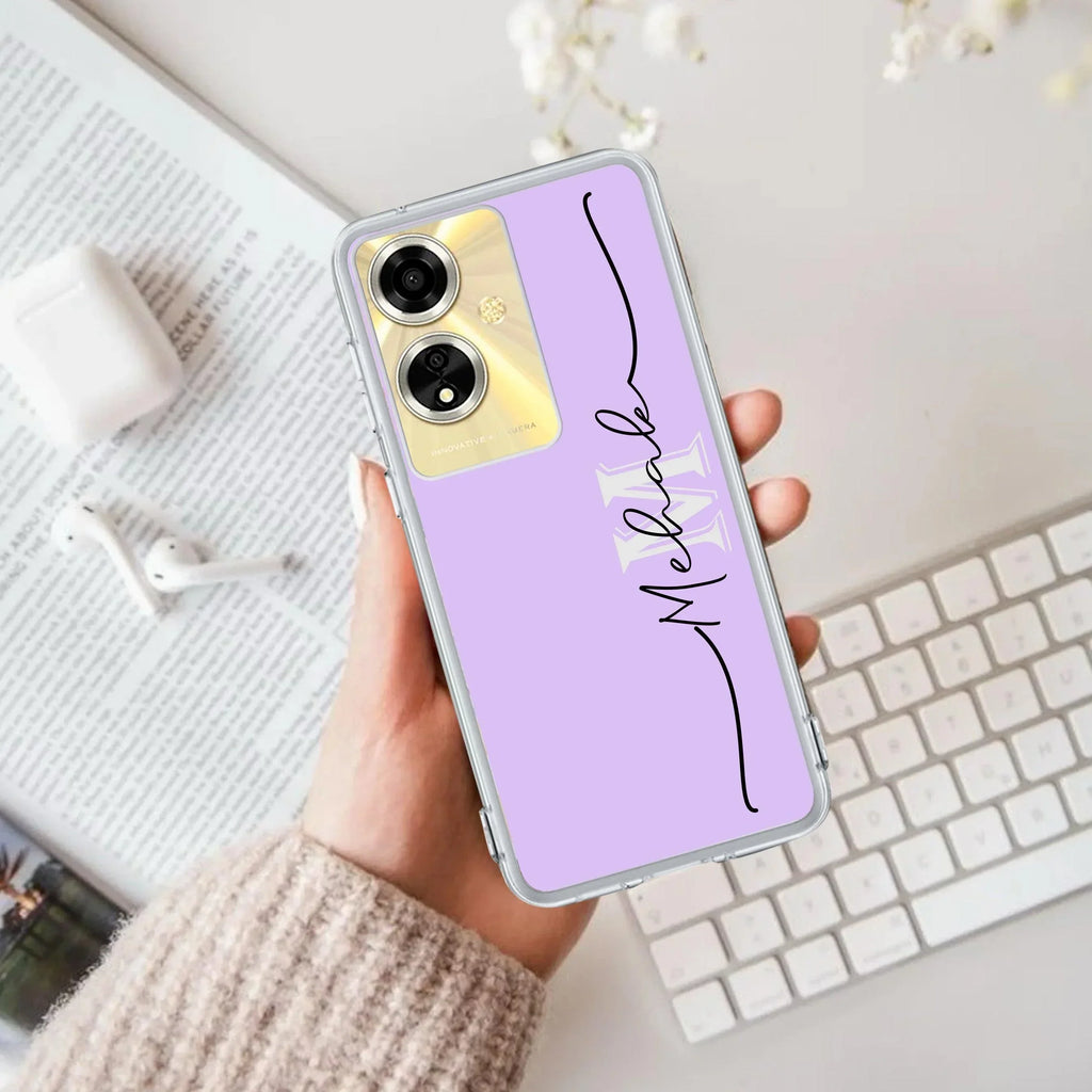 Personalized Initials Lavender Anti Yellow Case For Oppo A59 5G