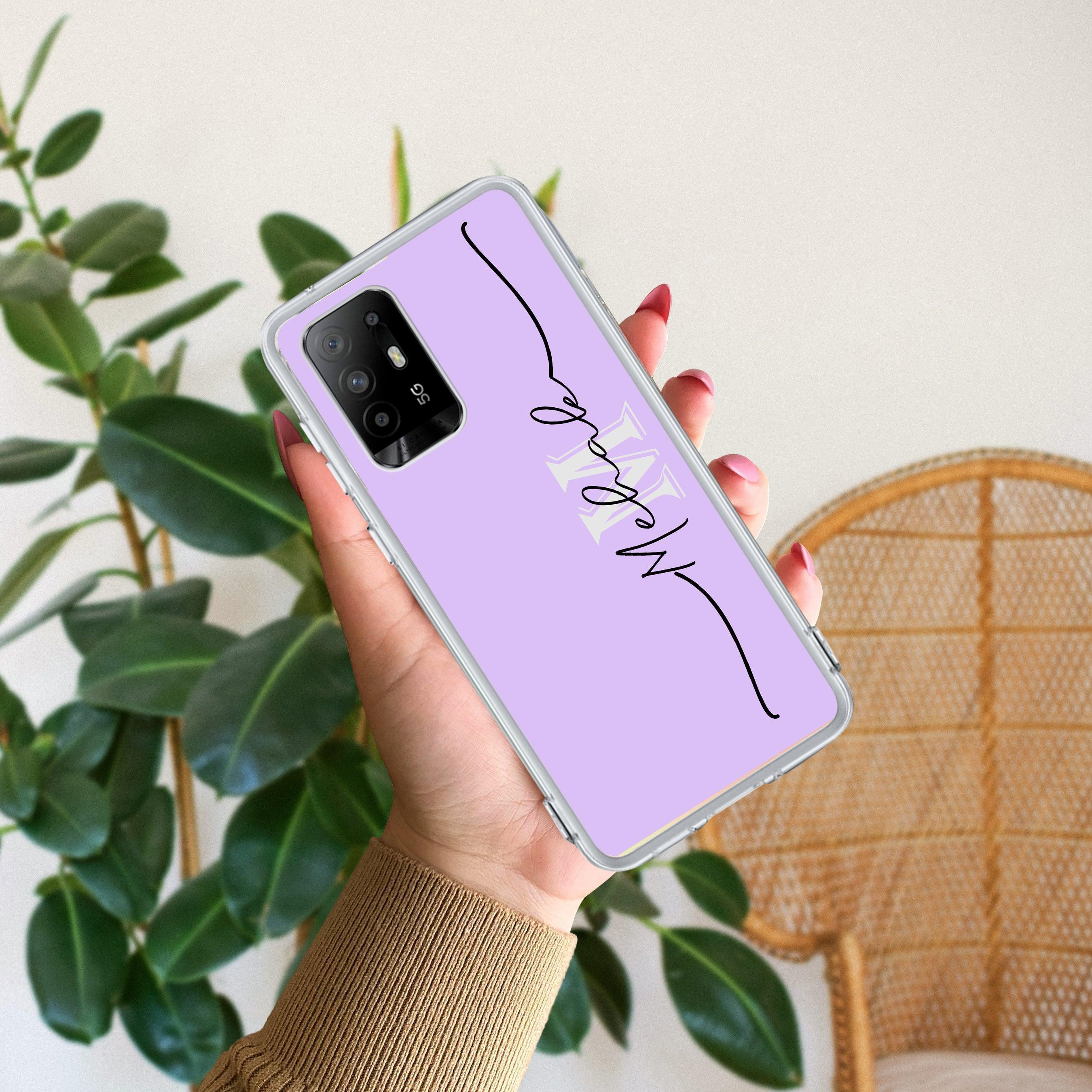 Personalized Initials Lavender Anti Yellow Case For Oppo F19 Pro Plus