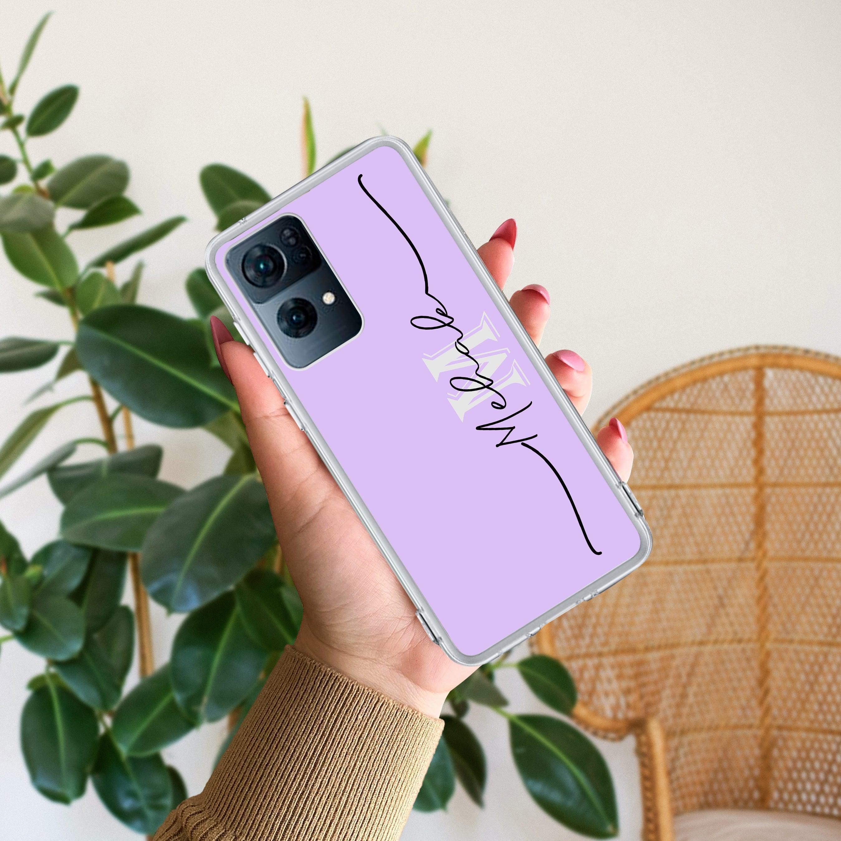 Personalized Initials Lavender Anti Yellow Case For Oppo Reno 7 Pro 5G