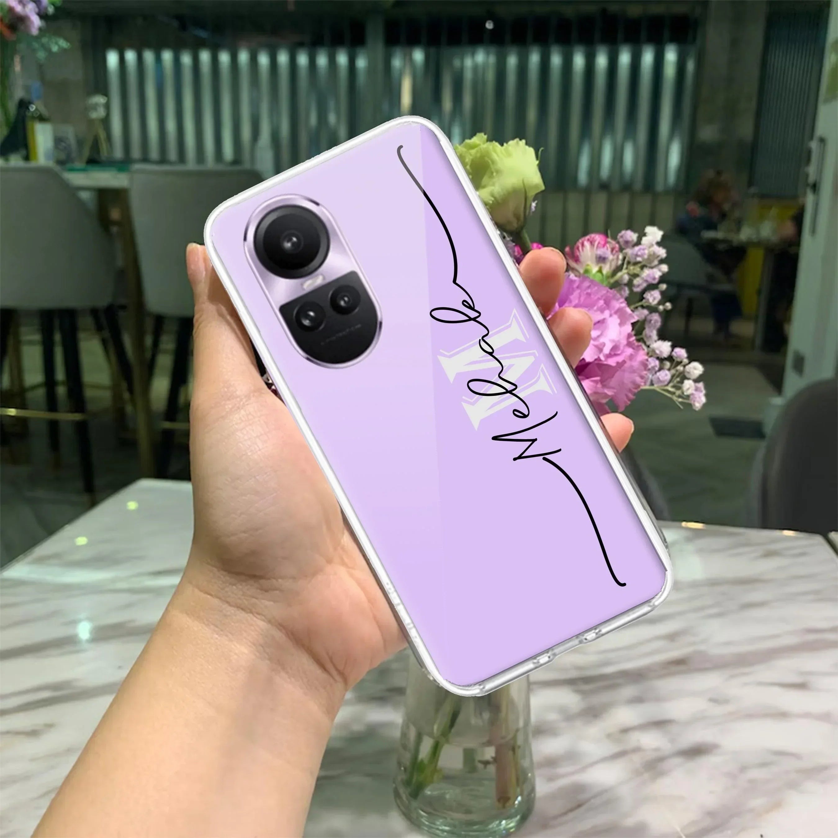 Personalized Initials Lavender Silicon Case For Oppo Reno 8 5G
