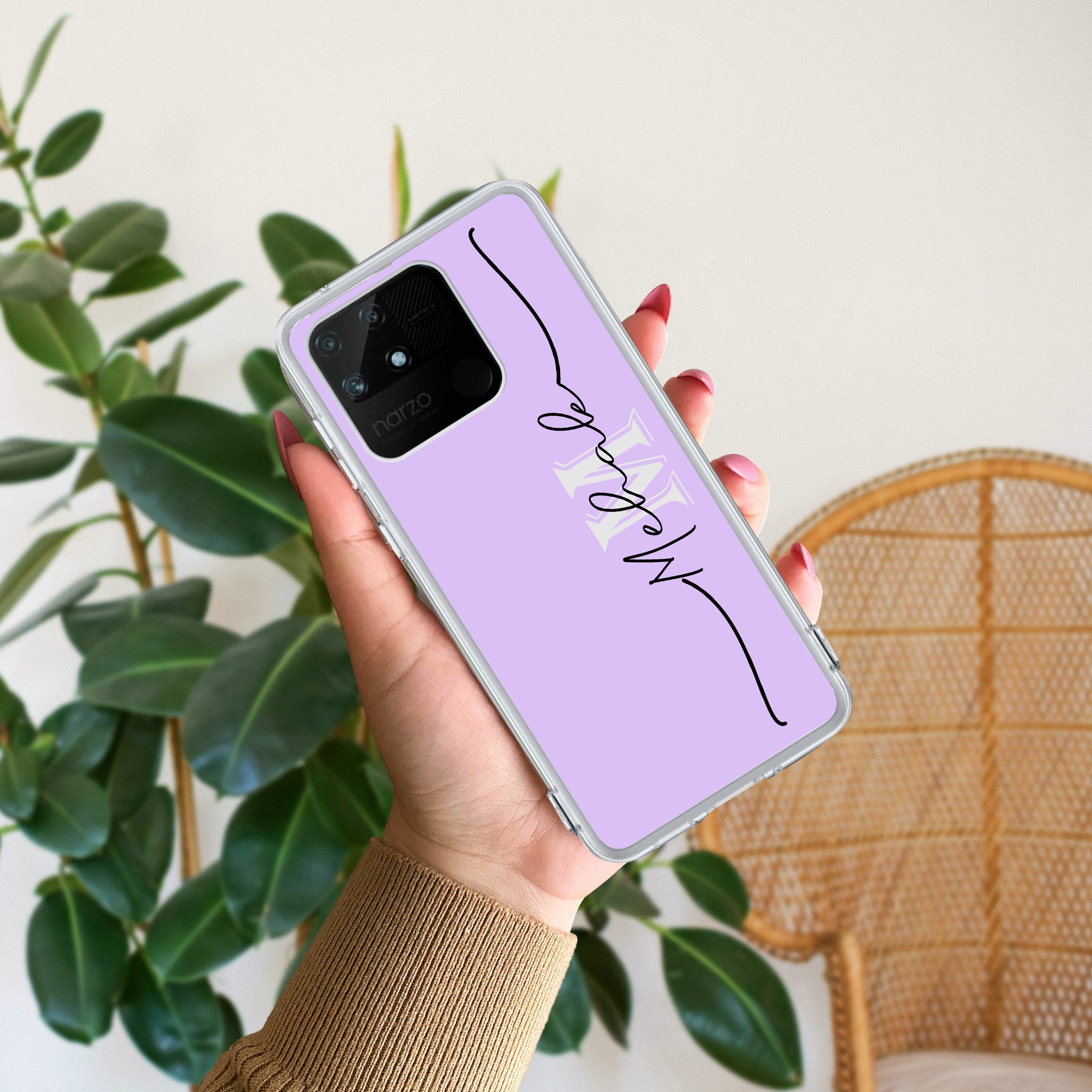 Personalized Initials Lavender Silicon Case For Realme/Narzo - ShopOnCliQ