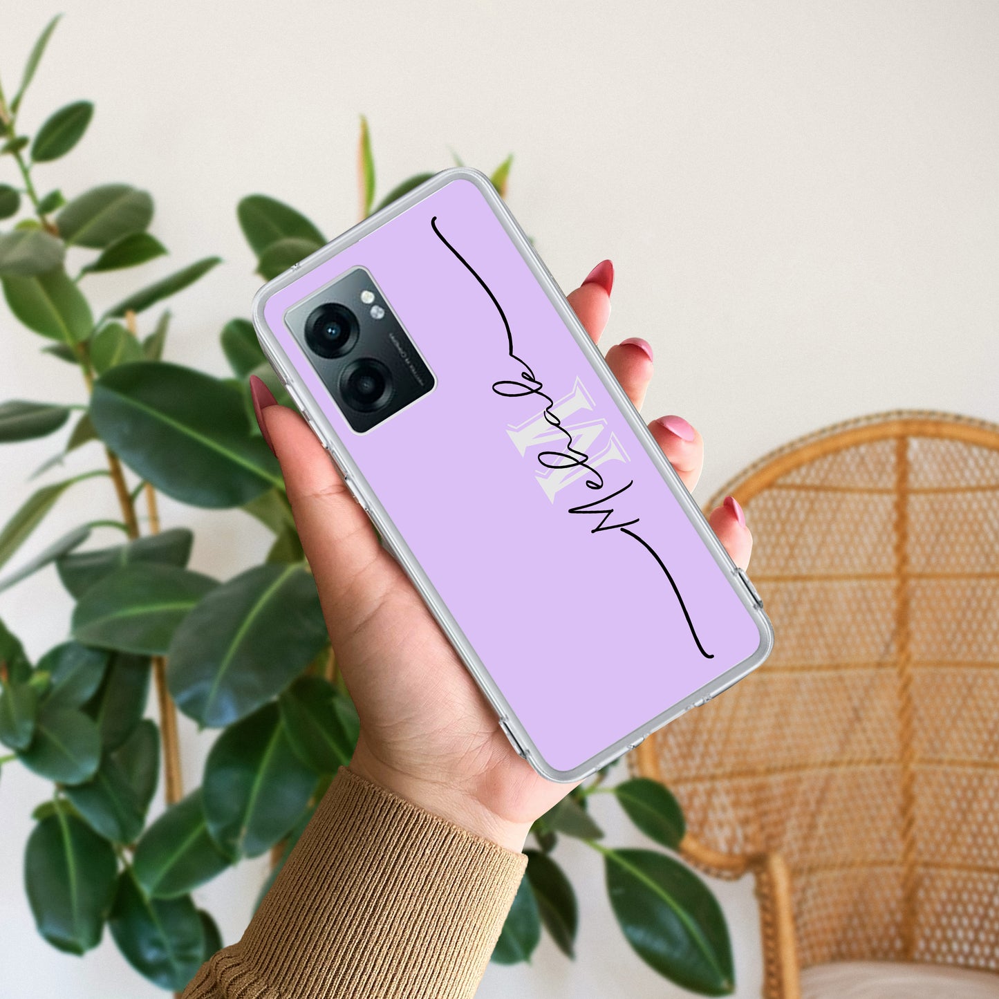 Personalized Initials Lavender Silicon Case For Realme/Narzo - ShopOnCliQ