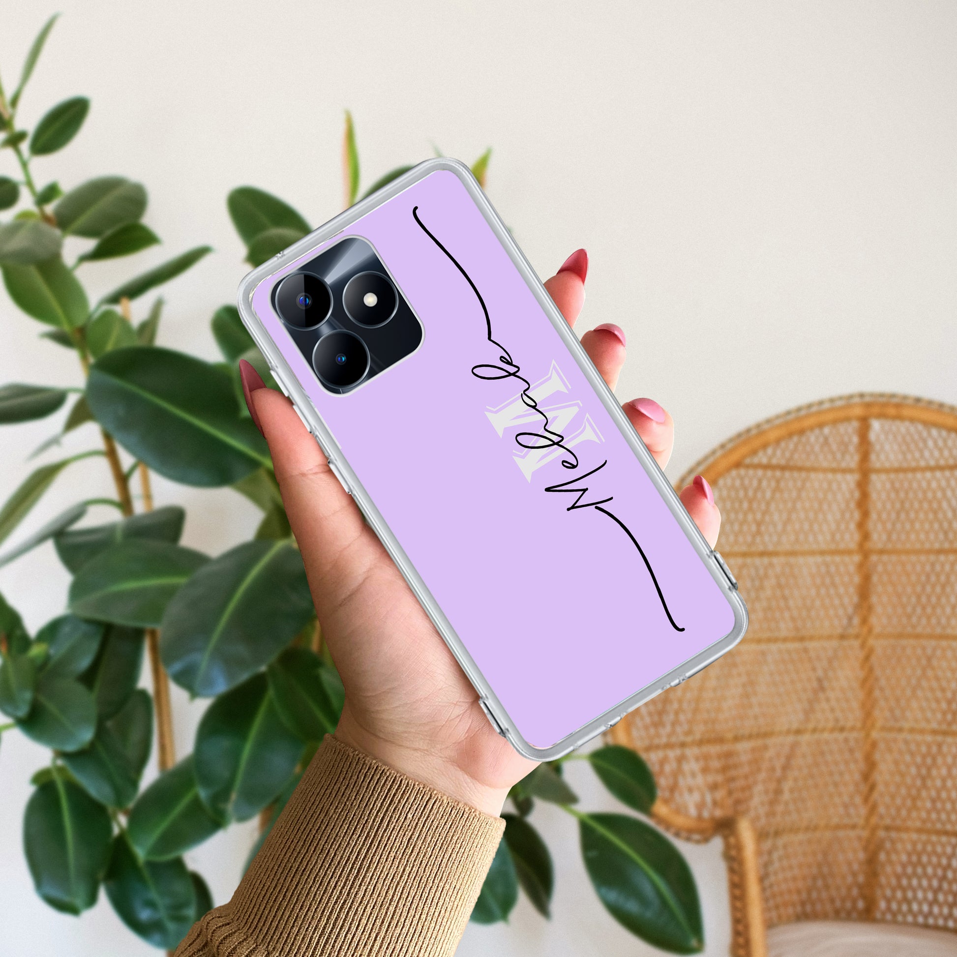 Personalized Initials Lavender Silicon Case For Realme/Narzo - ShopOnCliQ