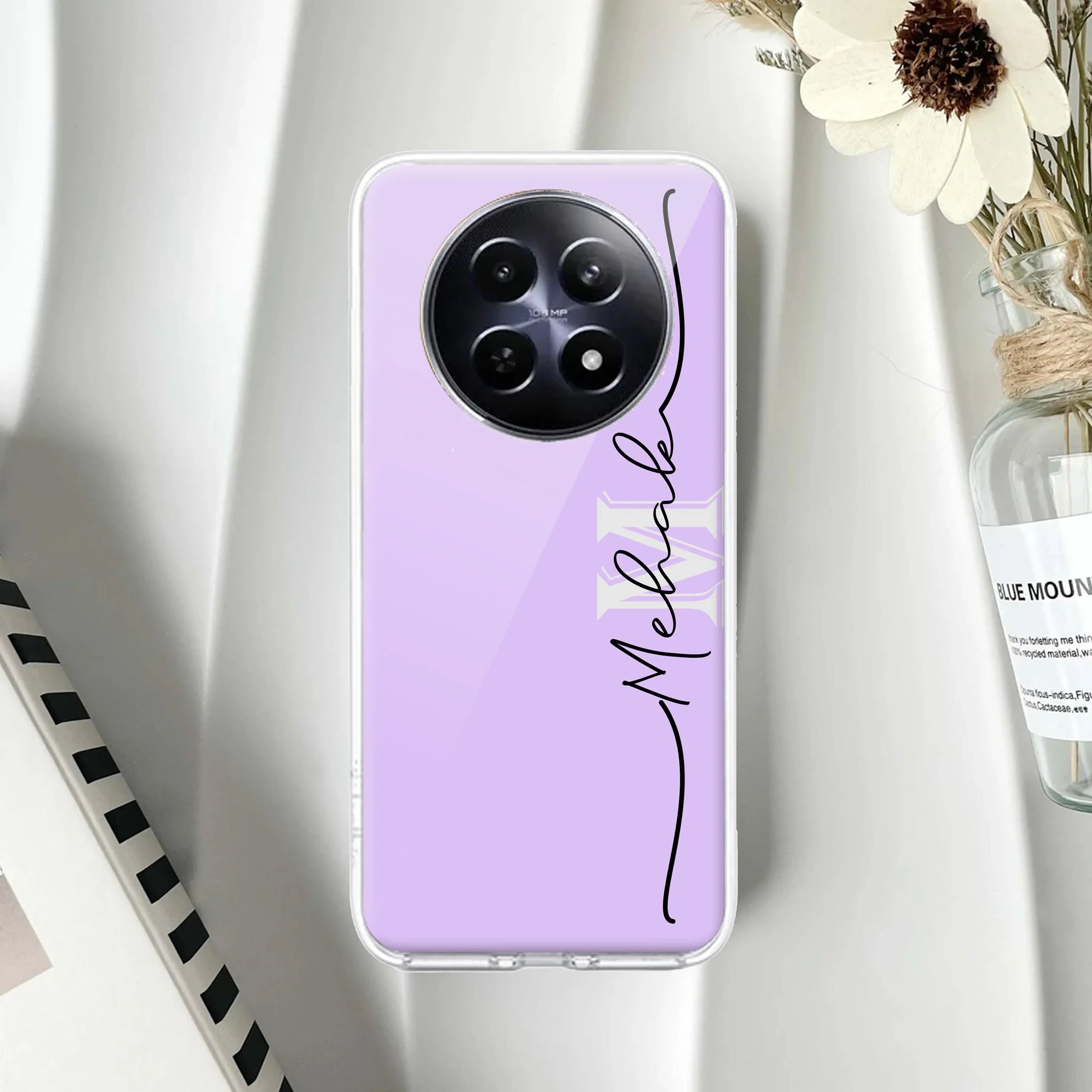 Personalized Initials Lavender Silicon Case For Realme C67 5G