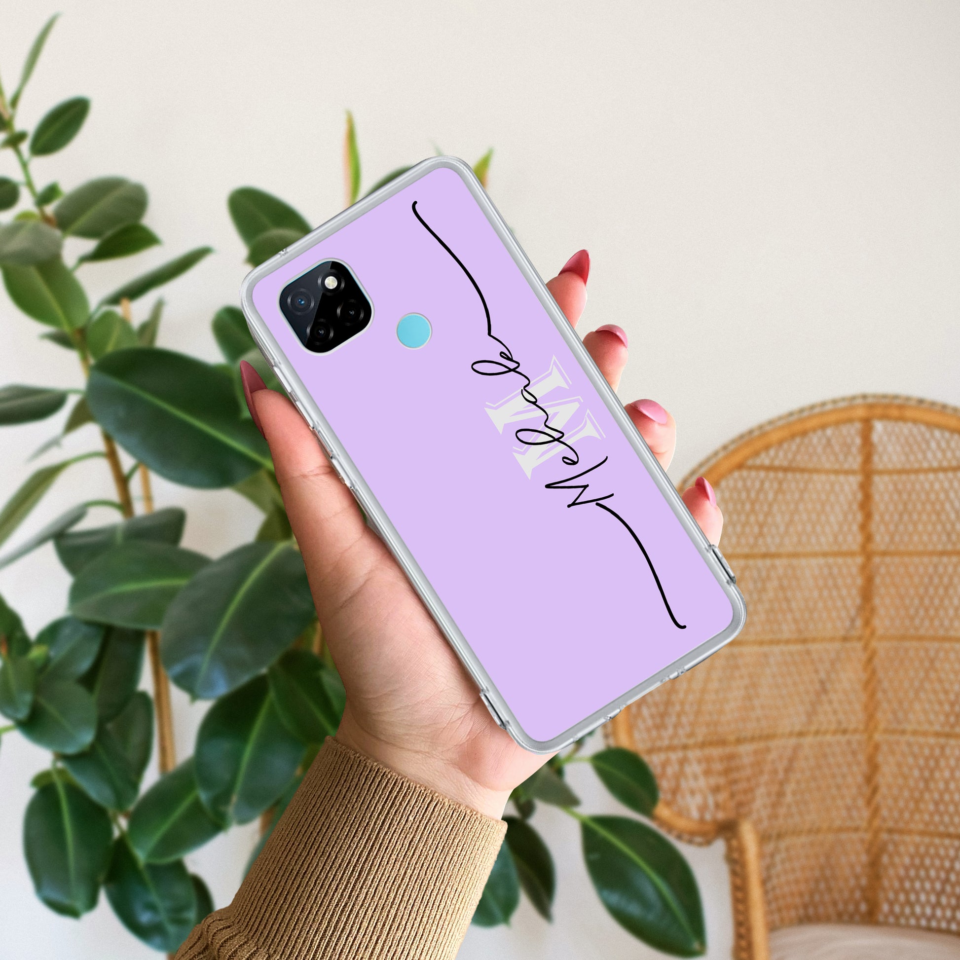 Personalized Initials Lavender Silicon Case For Realme/Narzo - ShopOnCliQ