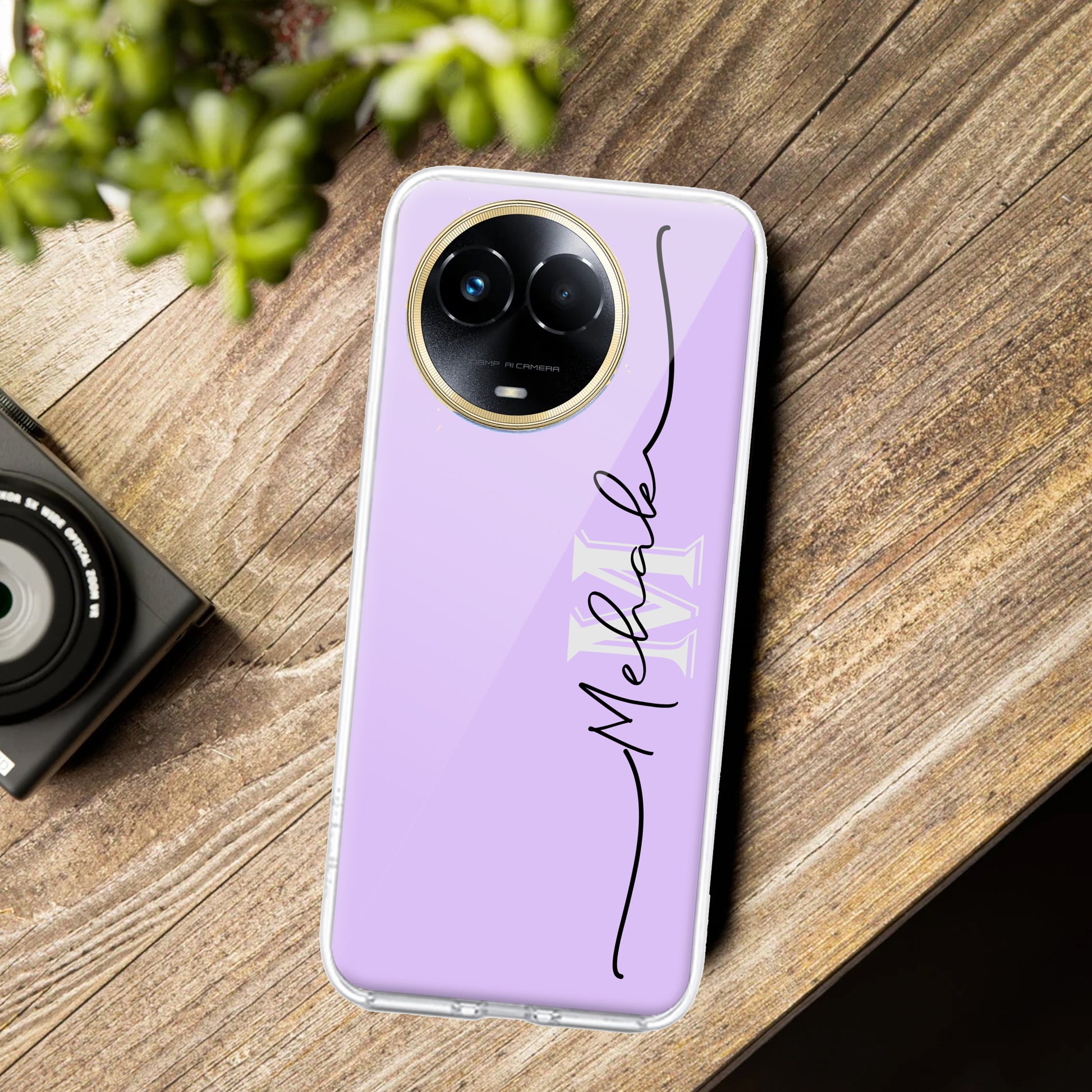 Personalized Initials Lavender Silicon Case For Realme/Narzo - ShopOnCliQ