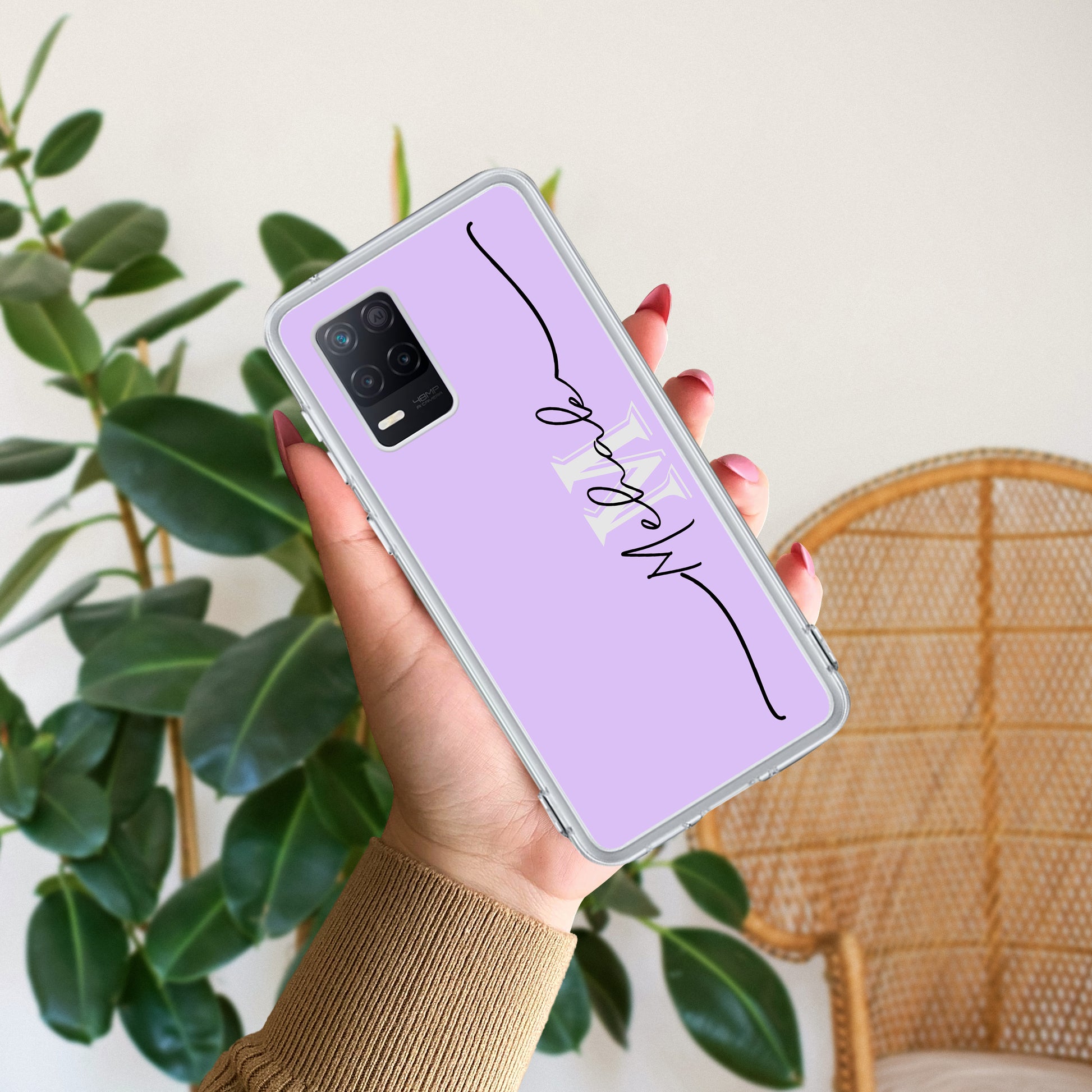 Personalized Initials Lavender Silicon Case For Realme/Narzo - ShopOnCliQ