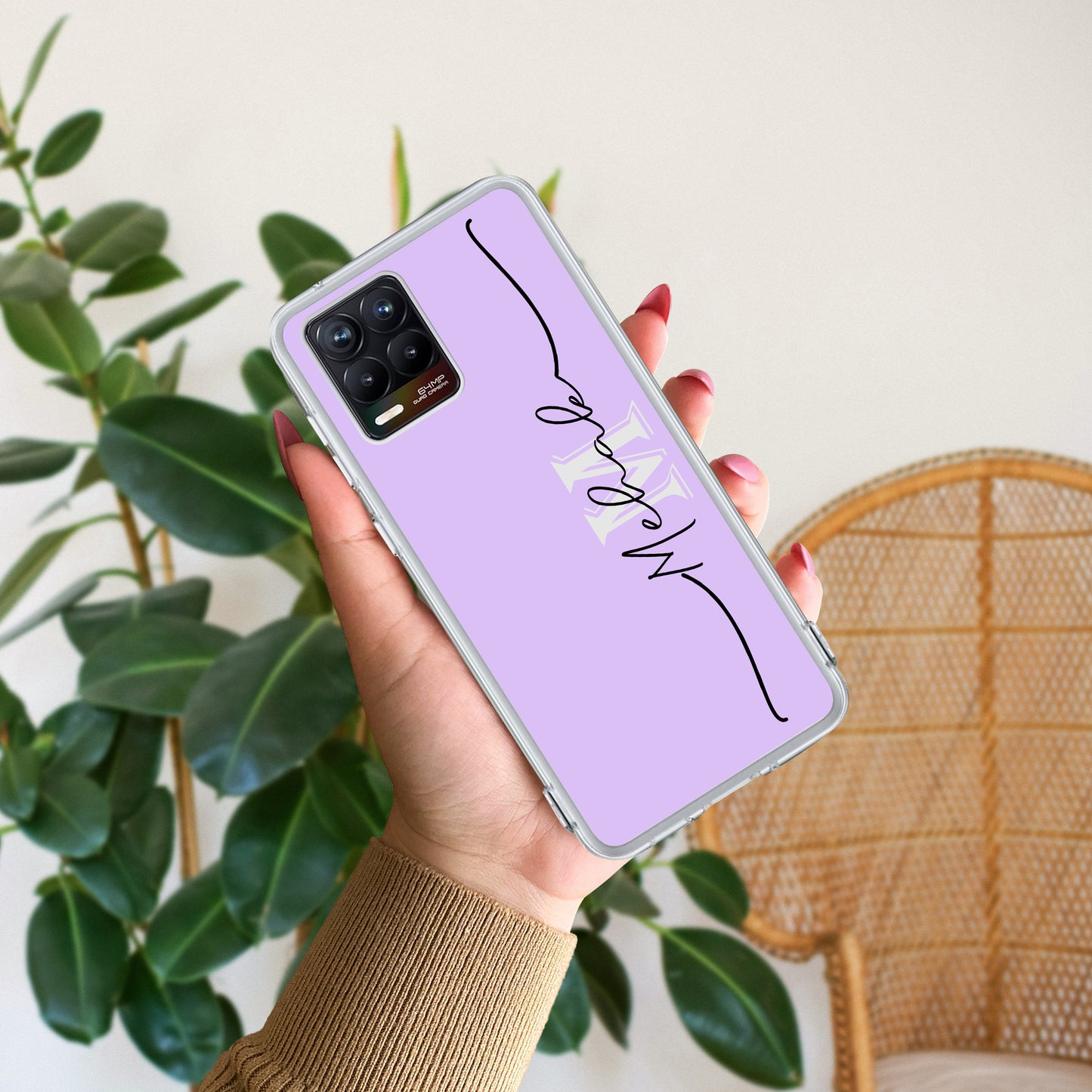 Personalized Initials Lavender Silicon Case For Realme/Narzo - ShopOnCliQ