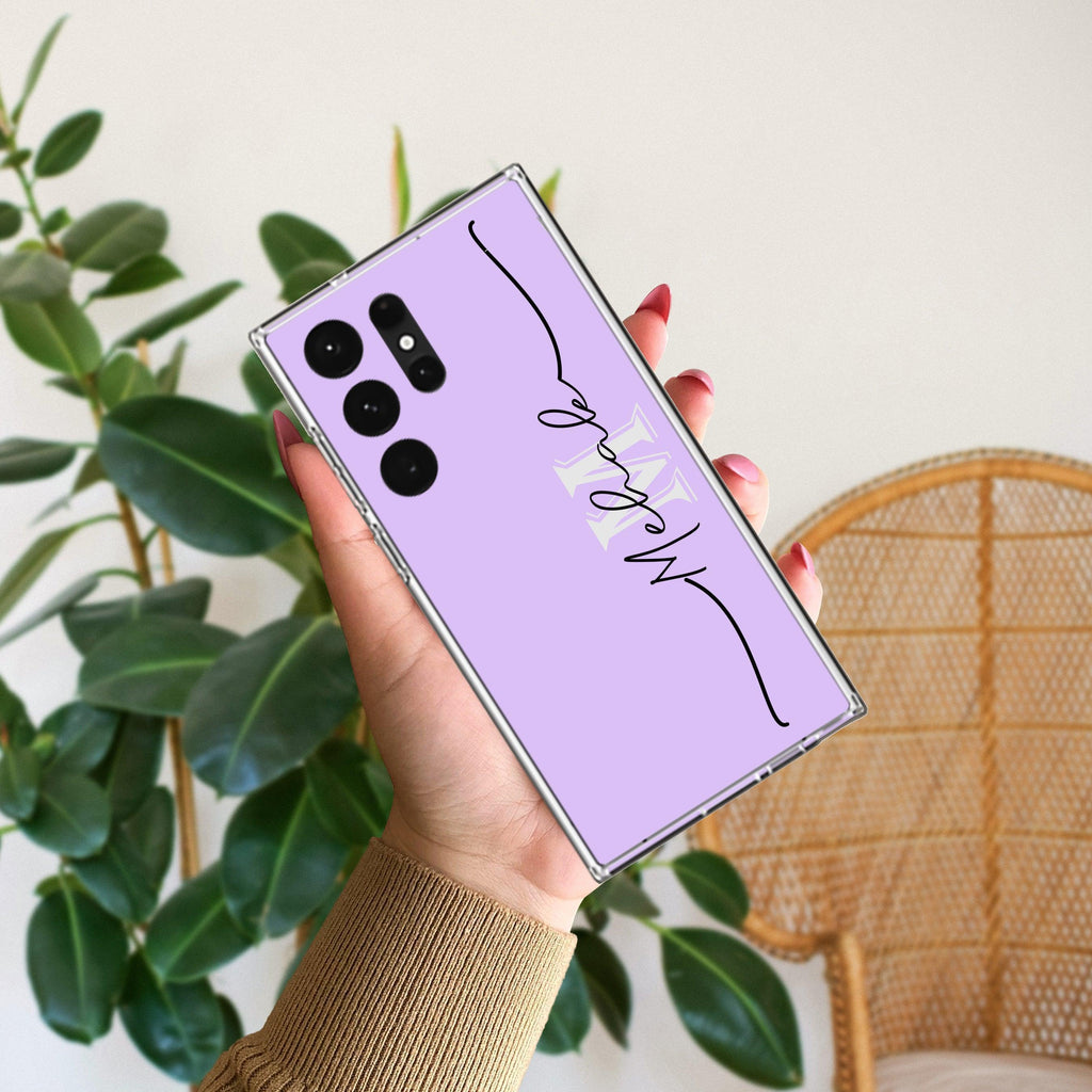 Personalized Initials Lavender Silicon Case For Samsung Galaxy M32 (4G) / A22 (4G) / F22