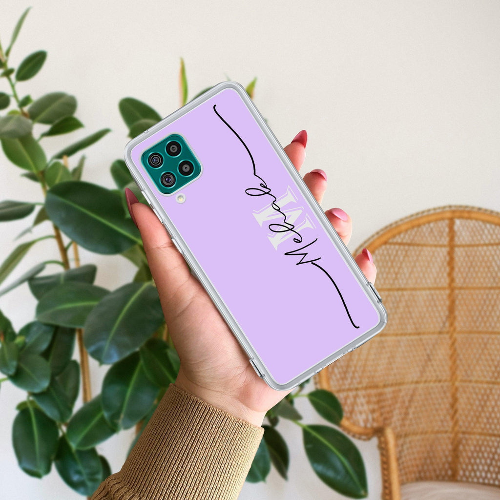 Personalized Initials Lavender Silicon Case For Samsung Galaxy M32 (4G) / A22 (4G) / F22