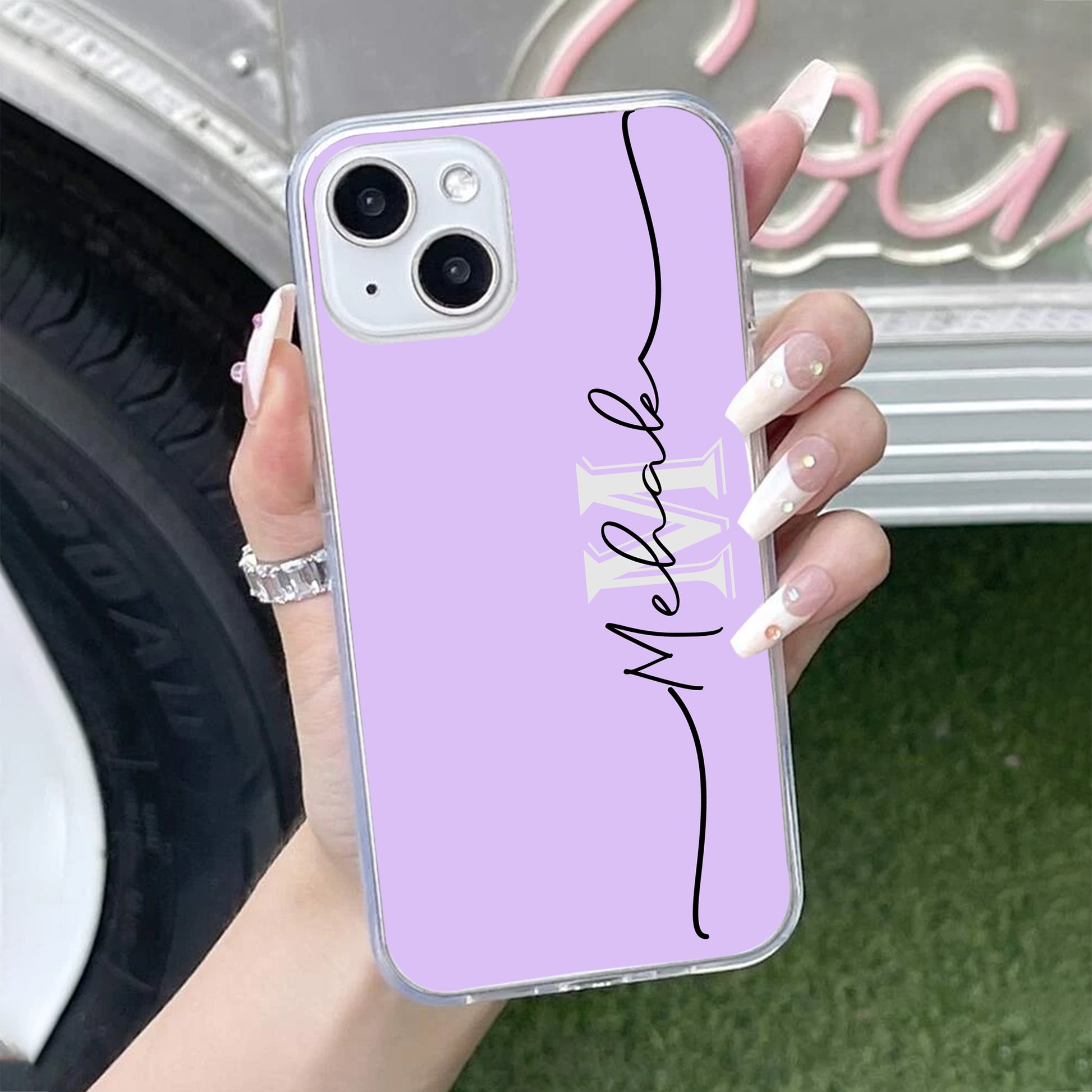 Personalized Initials Lavender Silicon Case For iPhone ShopOnCliQ