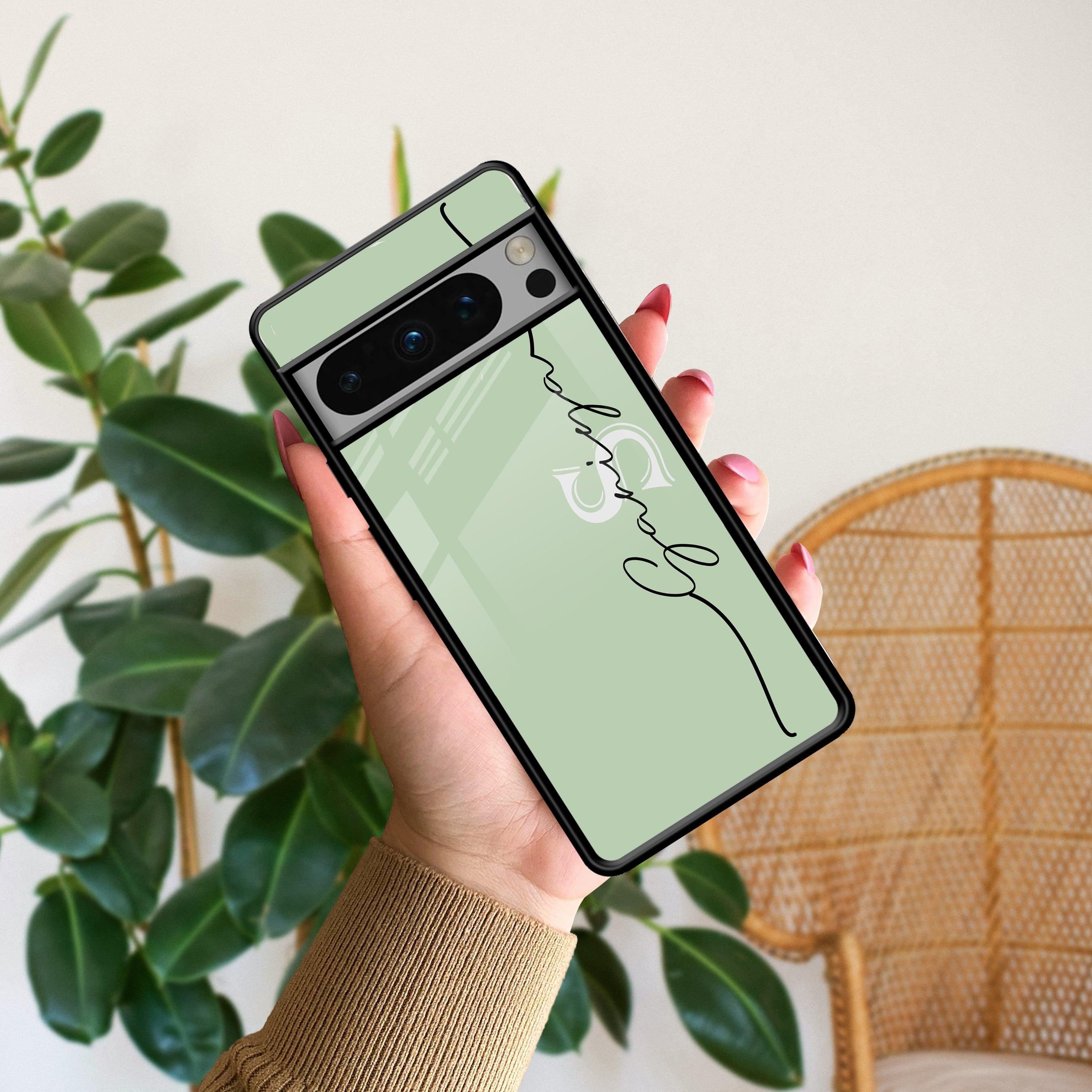 Personalized Initials Mint Green Glossy Metal Case Cover For Google - ShopOnCliQ