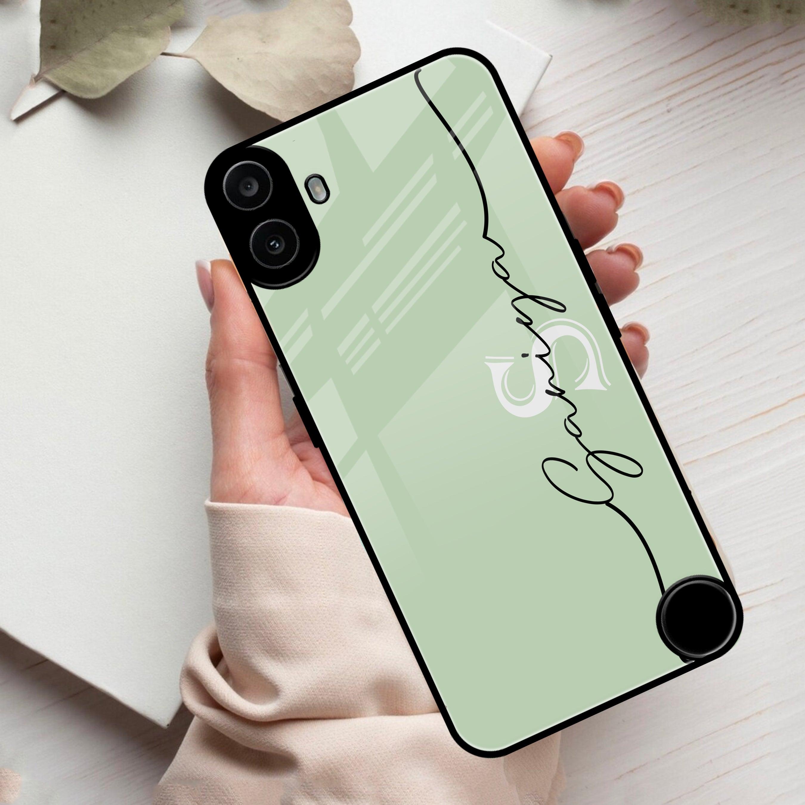 Personalized Initials Mint Green Glossy Metal Case Cover For Nothing - ShopOnCliQ