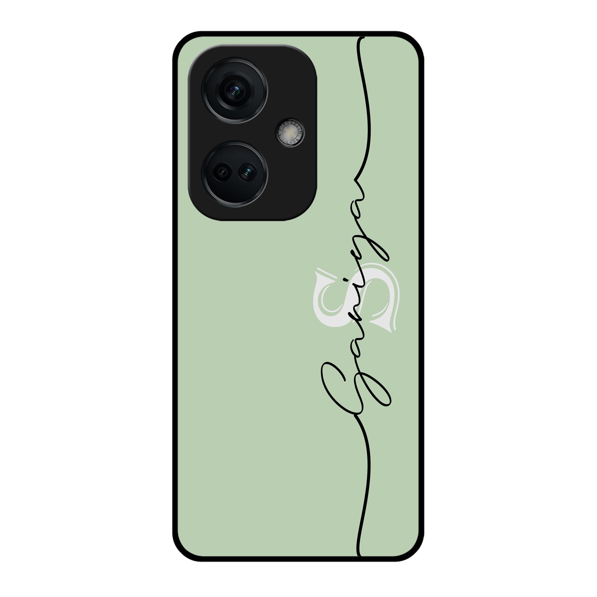 Personalized Initials Mint Green Glossy Metal Case Cover For OnePlus ShopOnCliQ