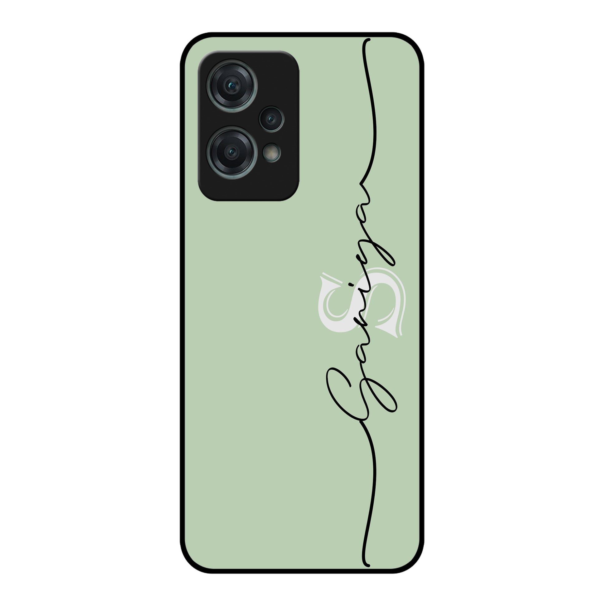 Personalized Initials Mint Green Glossy Metal Case Cover For OnePlus ShopOnCliQ