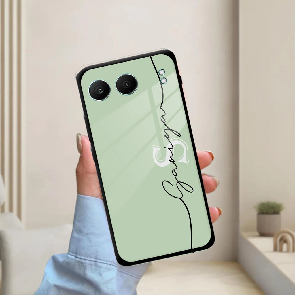 Personalized Initials Mint Green Glossy Metal Case Cover For OnePlus - ShopOnCliQ