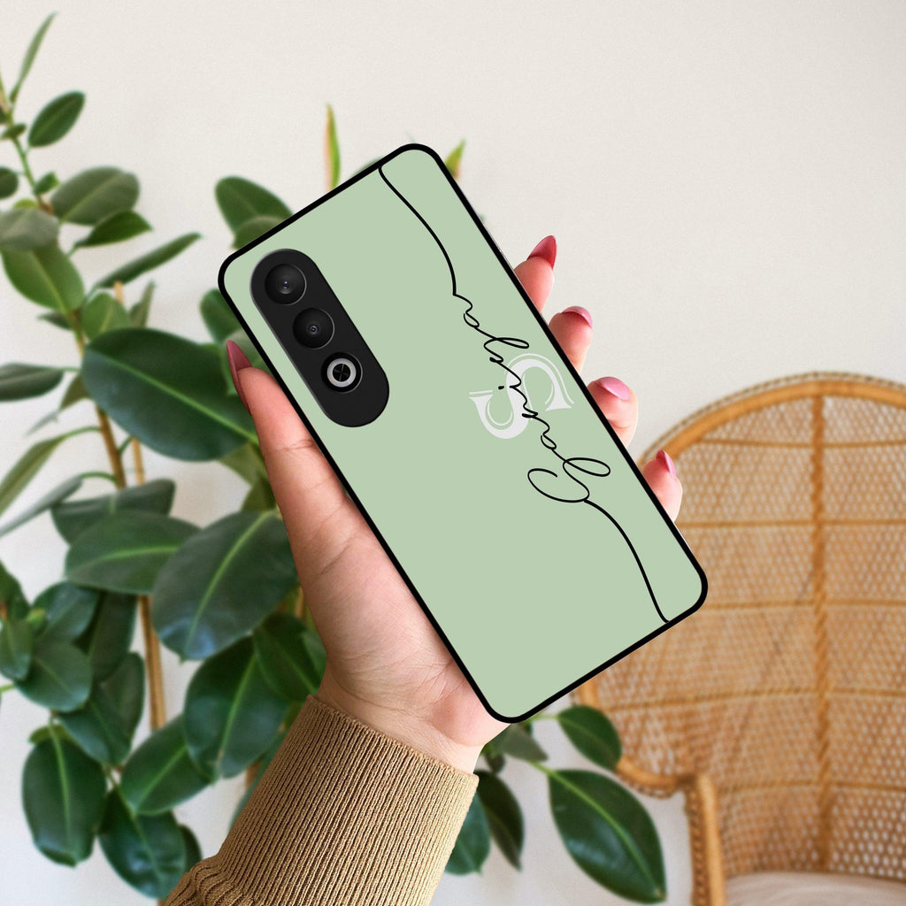 Personalized Initials Mint Green Glossy Metal Case Cover For OnePlus - ShopOnCliQ