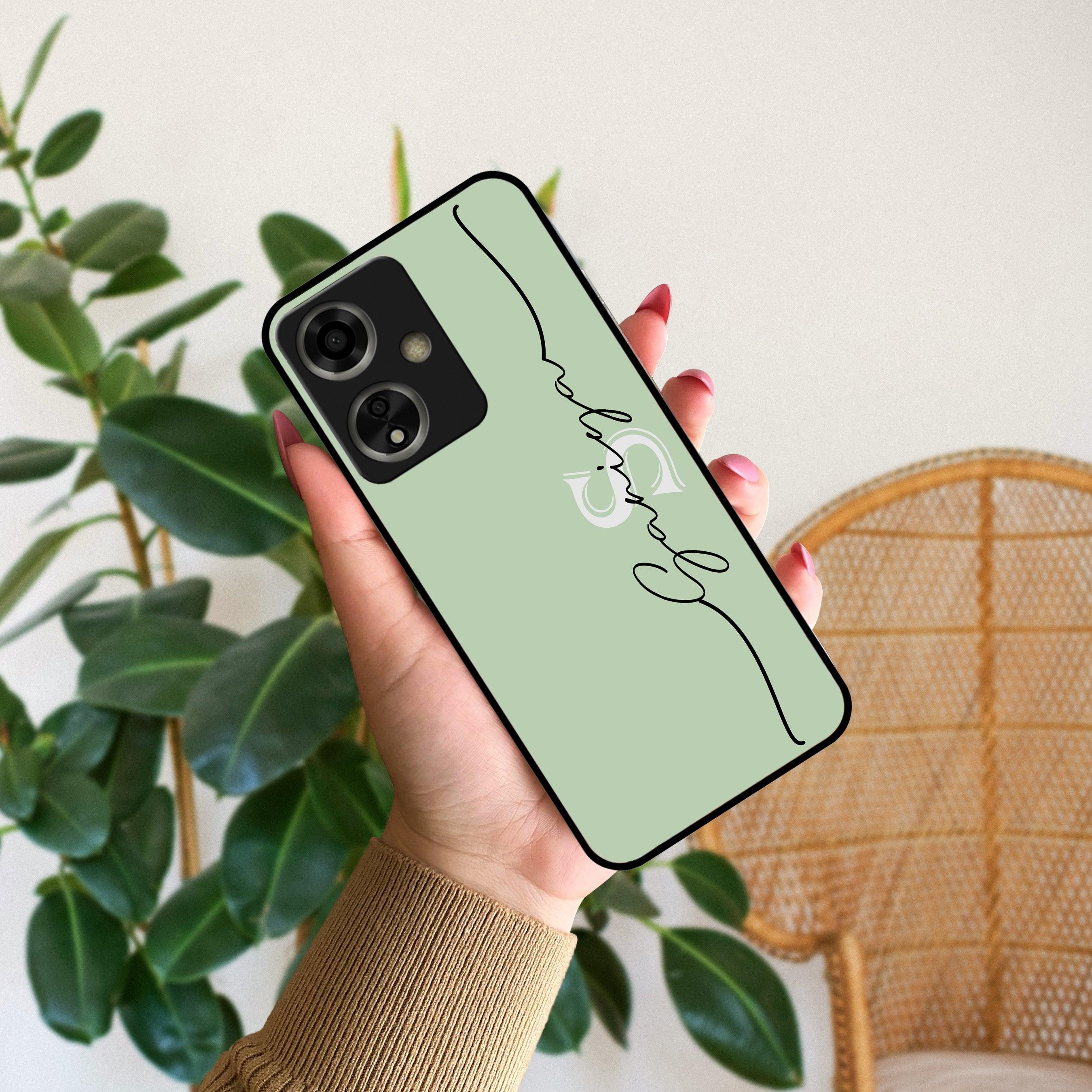 Personalized Initials Mint Green Glossy Metal Case Cover For Oppo - ShopOnCliQ