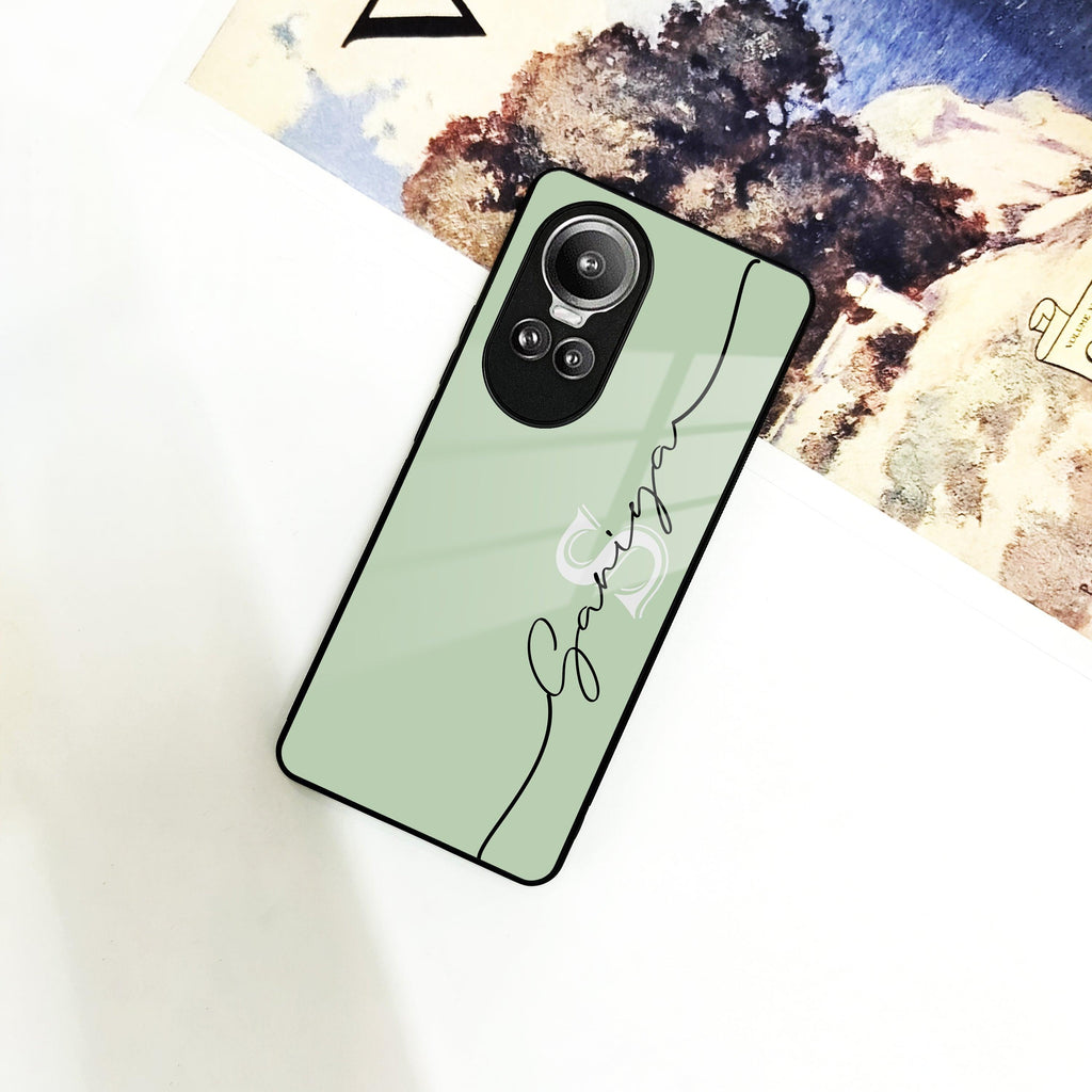 Personalized Initials Mint Green Glossy Metal Case Cover For Oppo - ShopOnCliQ