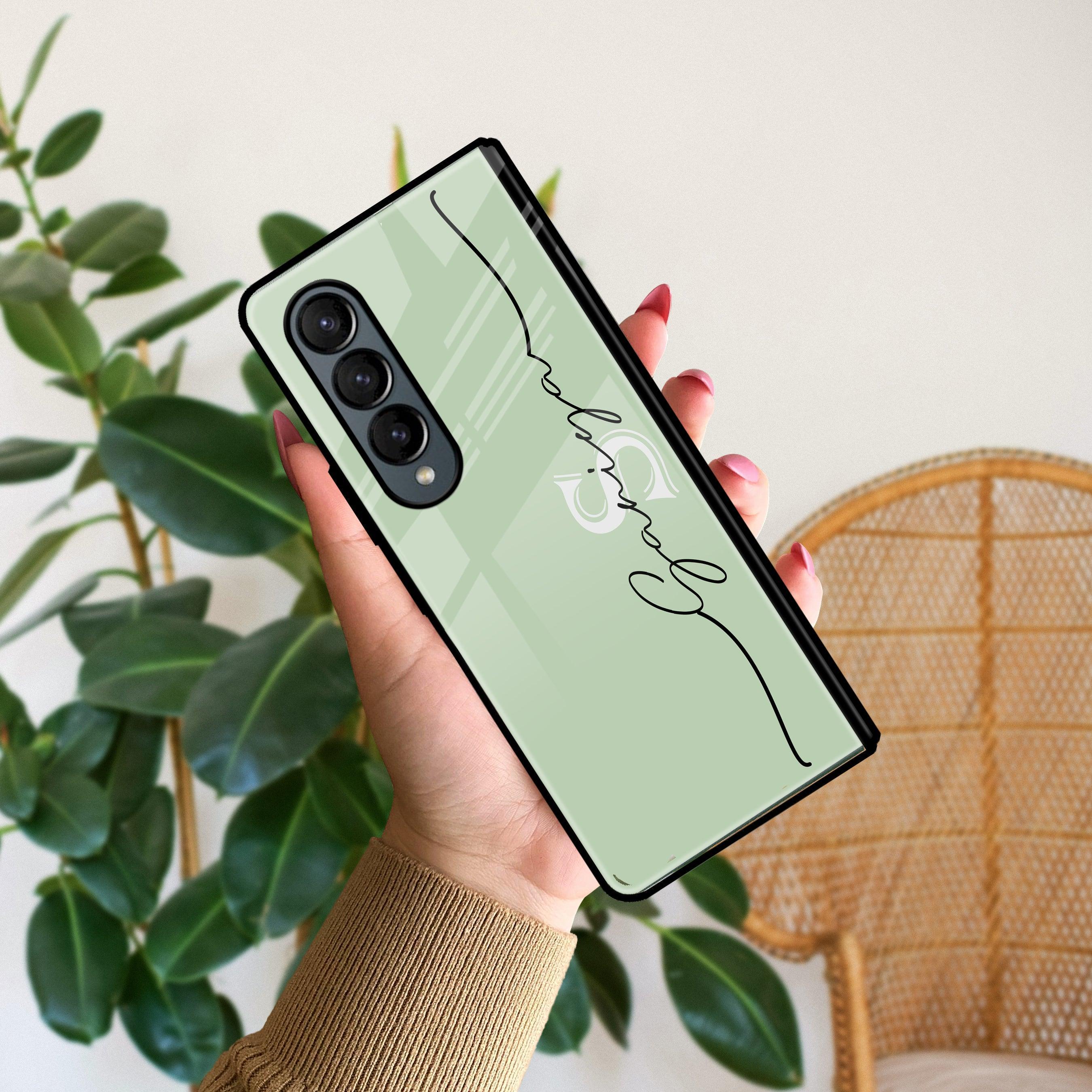 Personalized Initials Mint Green Glossy Metal Case Cover For Samsung - ShopOnCliQ