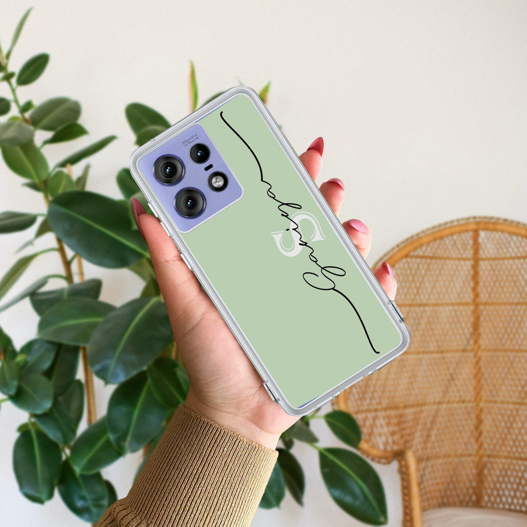 Personalized Initials Mint Green Silicon Case For Motorola Edge 50 Fusion 5G