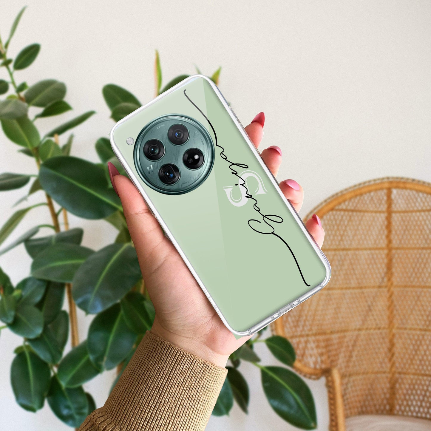 Personalized Initials Mint Green Silicon Case For OnePlus
