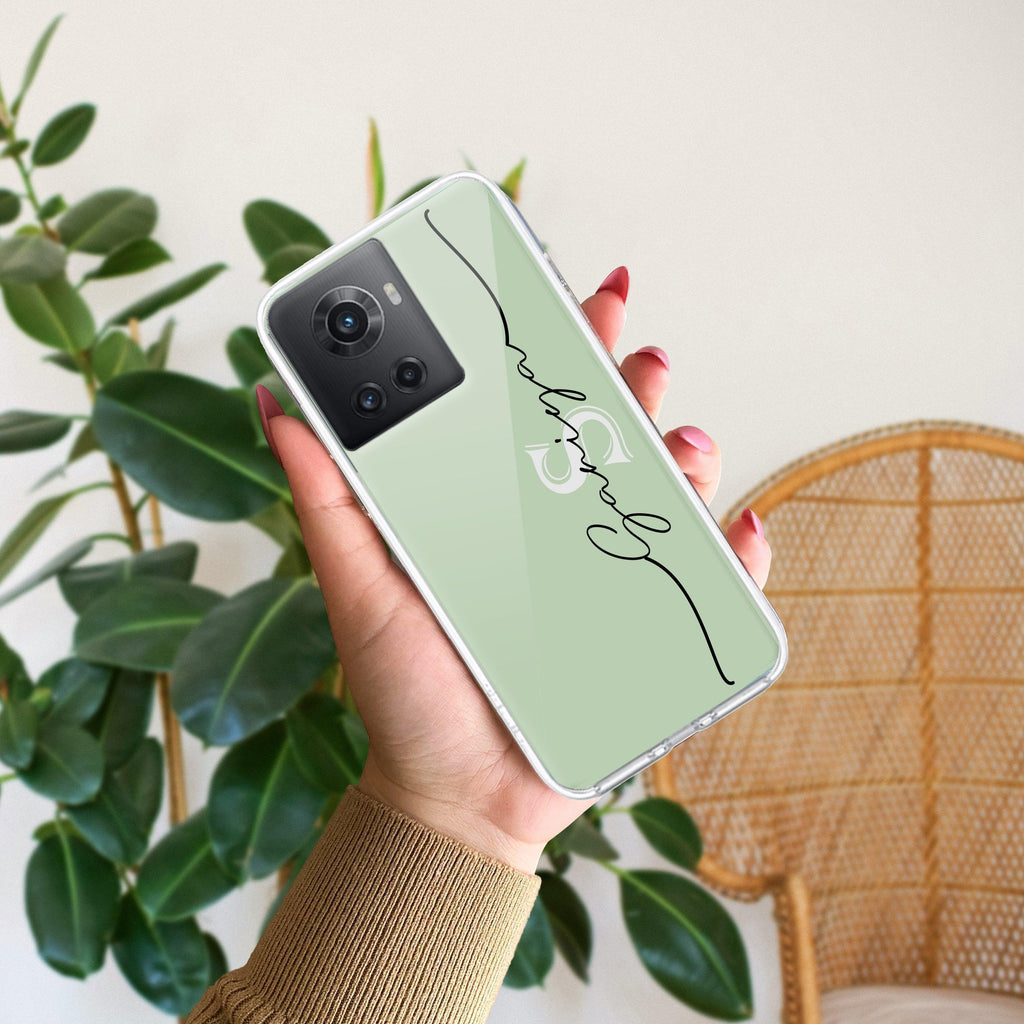 Personalized Initials Mint Green Anti Yellow Case For OnePlus 10R 5G
