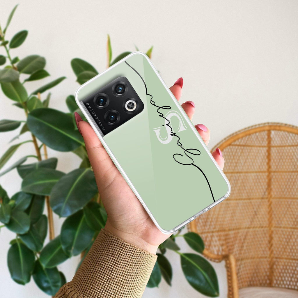 Personalized Initials Mint Green Anti Yellow Case For OnePlus 10 Pro 5G