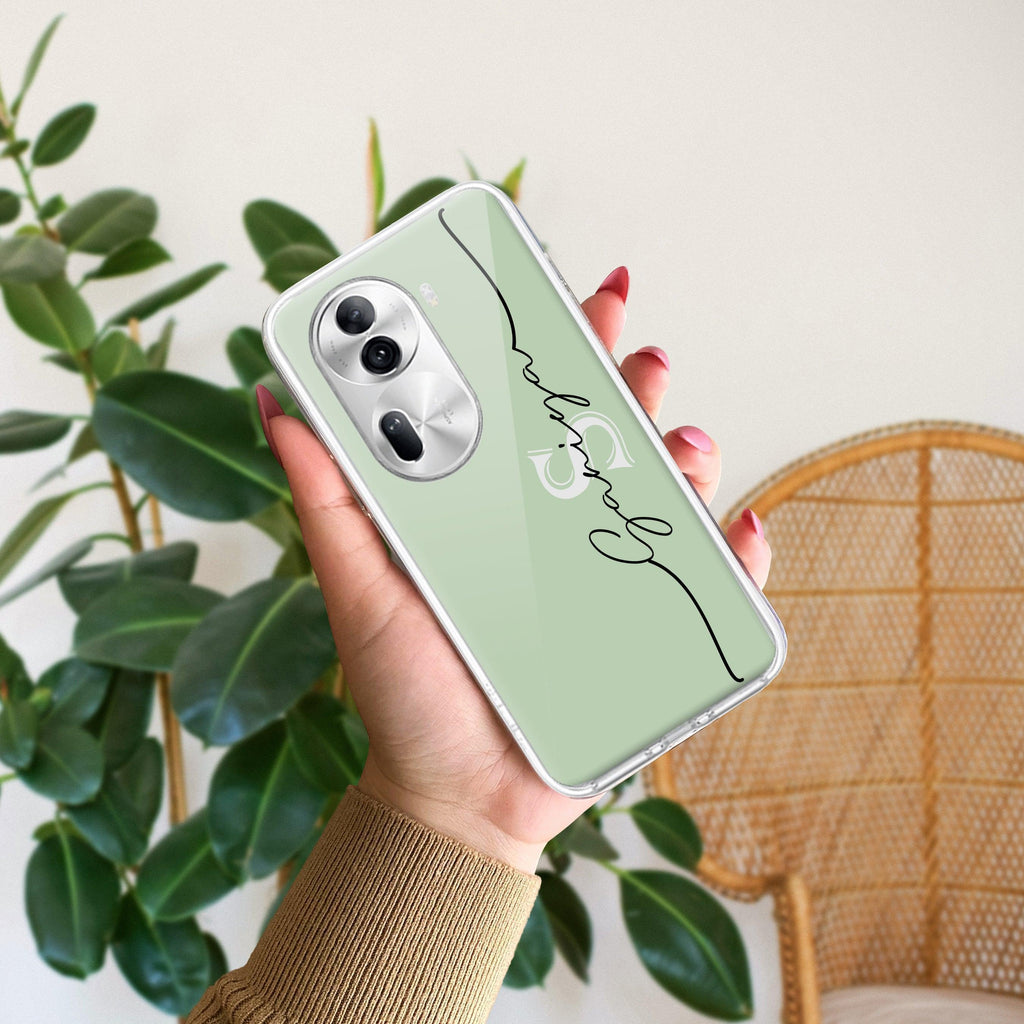 Personalized Initials Mint Green Silicon Case For Oppo Reno 11 Pro 5G