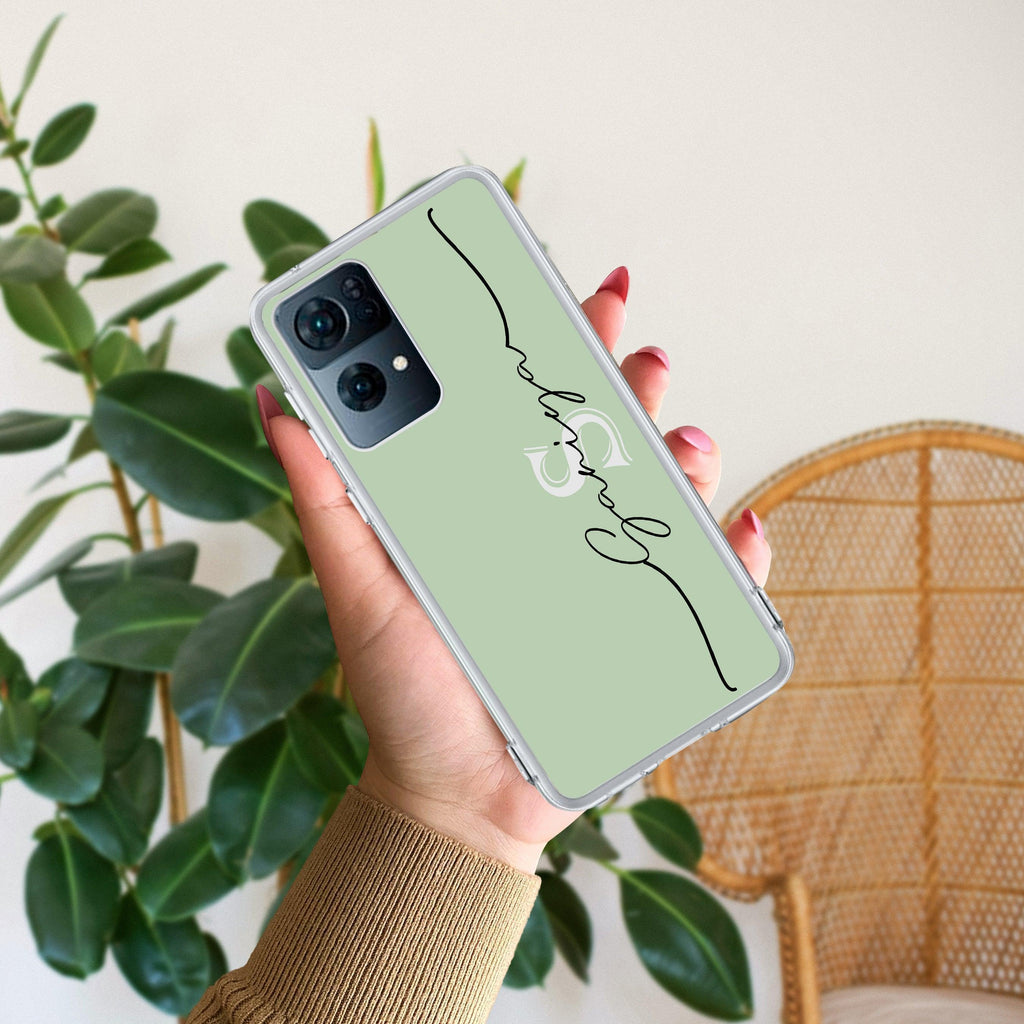 Personalized Initials Mint Green Anti Yellow Case For Oppo Reno 7 Pro 5G