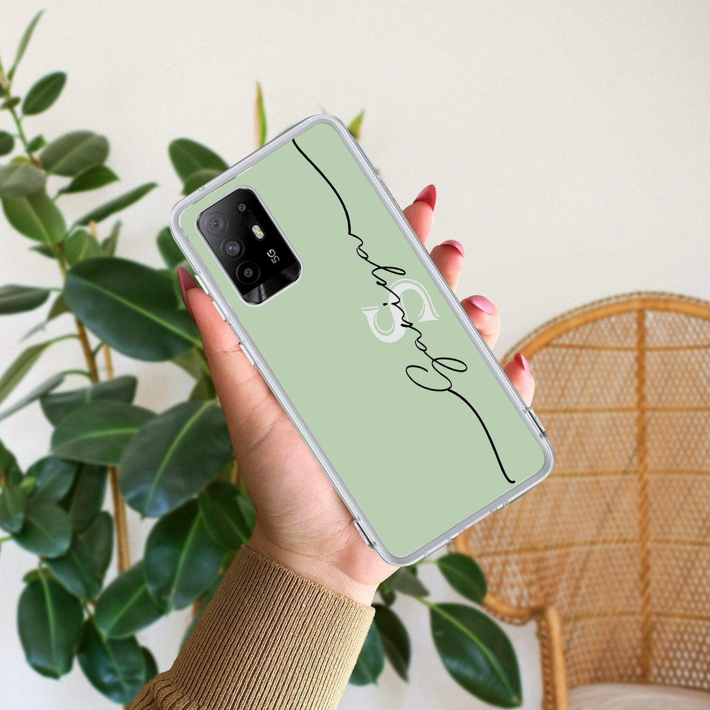 Personalized Initials Mint Green Anti Yellow Case For Oppo F19 Pro Plus