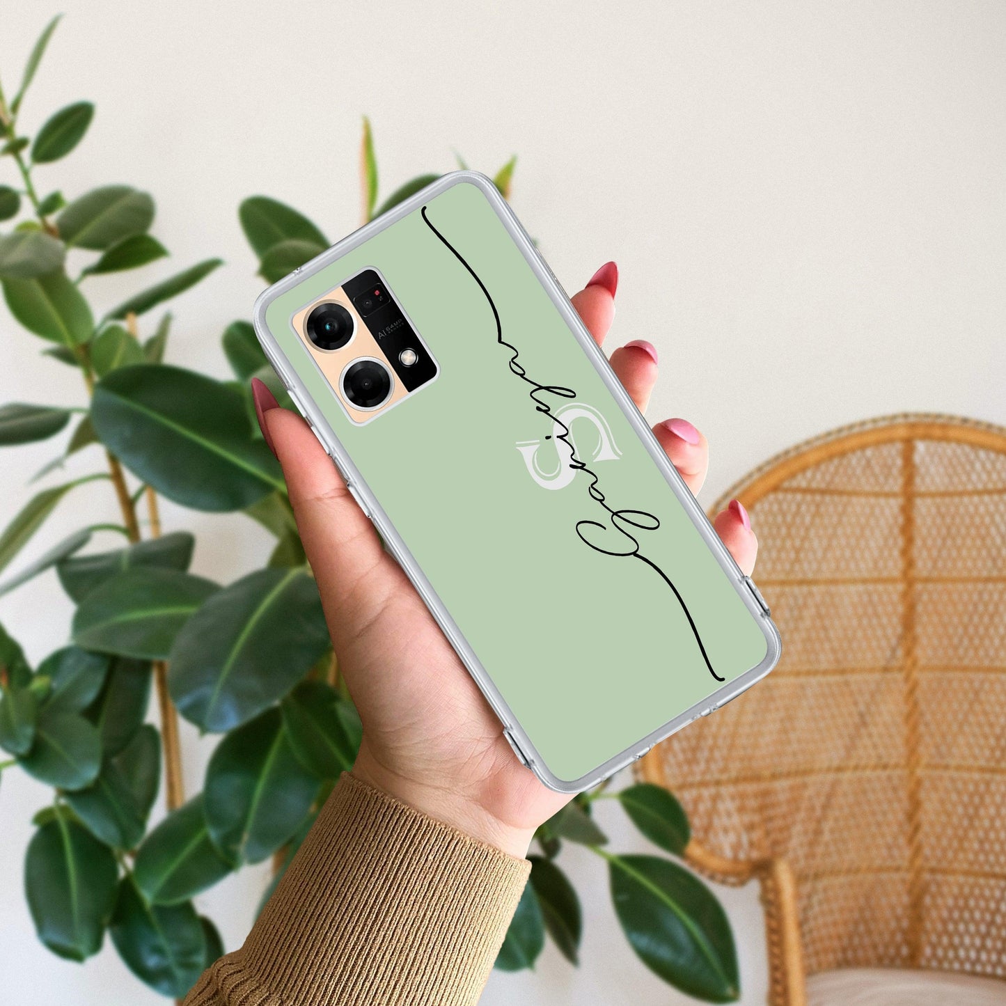 Personalized Initials Mint Green Silicon Case For Oppo - ShopOnCliQ