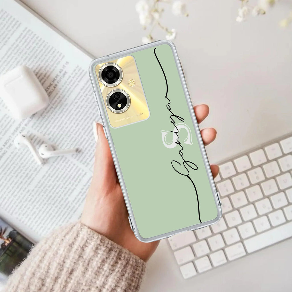 Personalized Initials Mint Green Anti Yellow Case For Oppo A59 5G