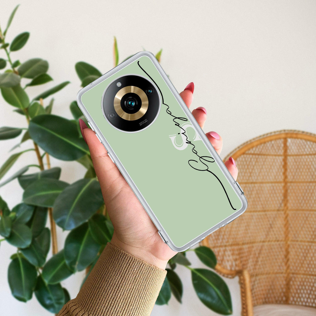 Personalized Initials Mint Green Silicon Case For Realme C55